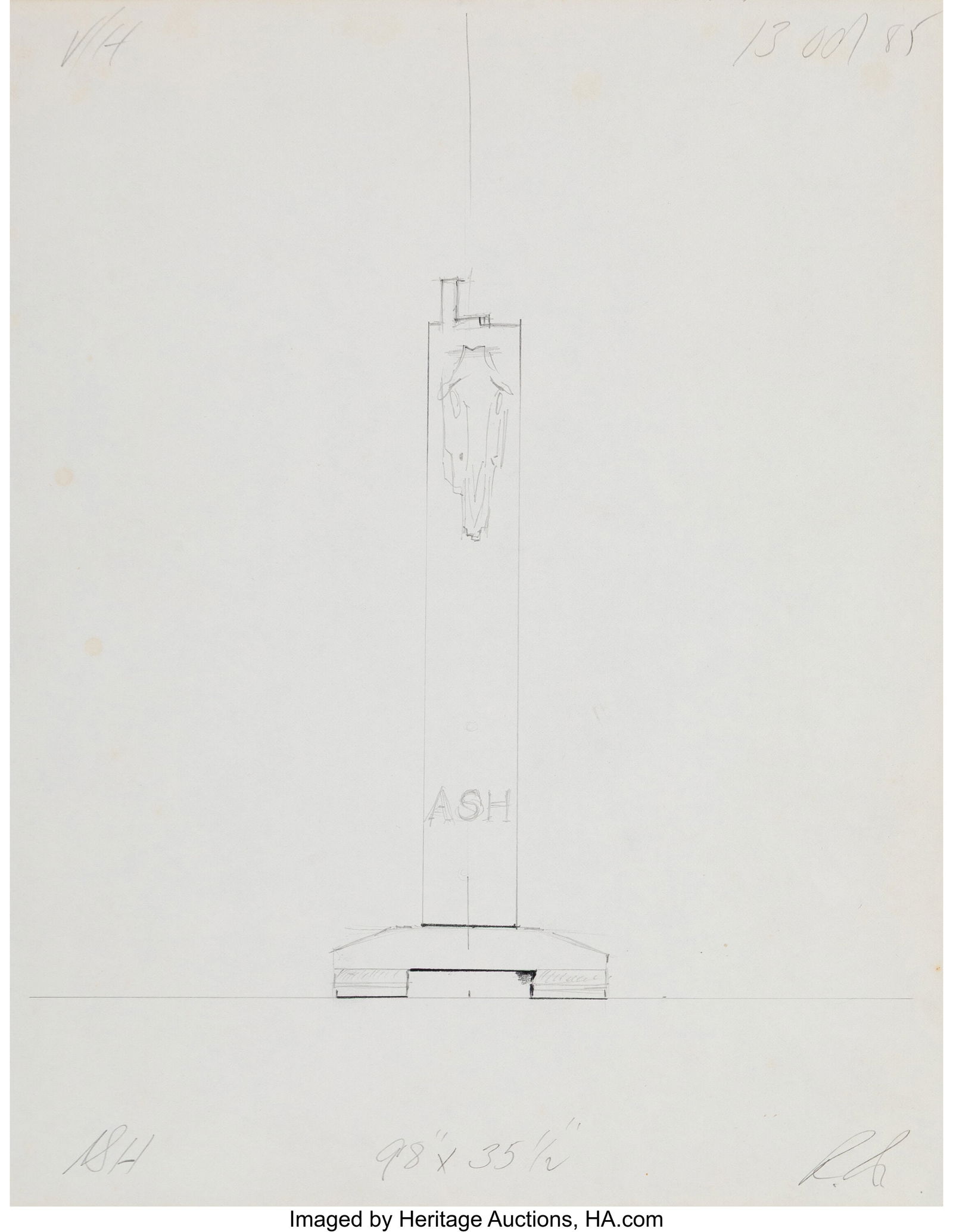 Robert Indiana (1928-2018) Ash (study), 1985 Pen: Robert Indiana (1928-2018) Ash (study), 1985 Pencil and ink on paper 13-1/2 x 10-3/4 inches (34.3 x 27.3 cm) (sheet) Signed in penci