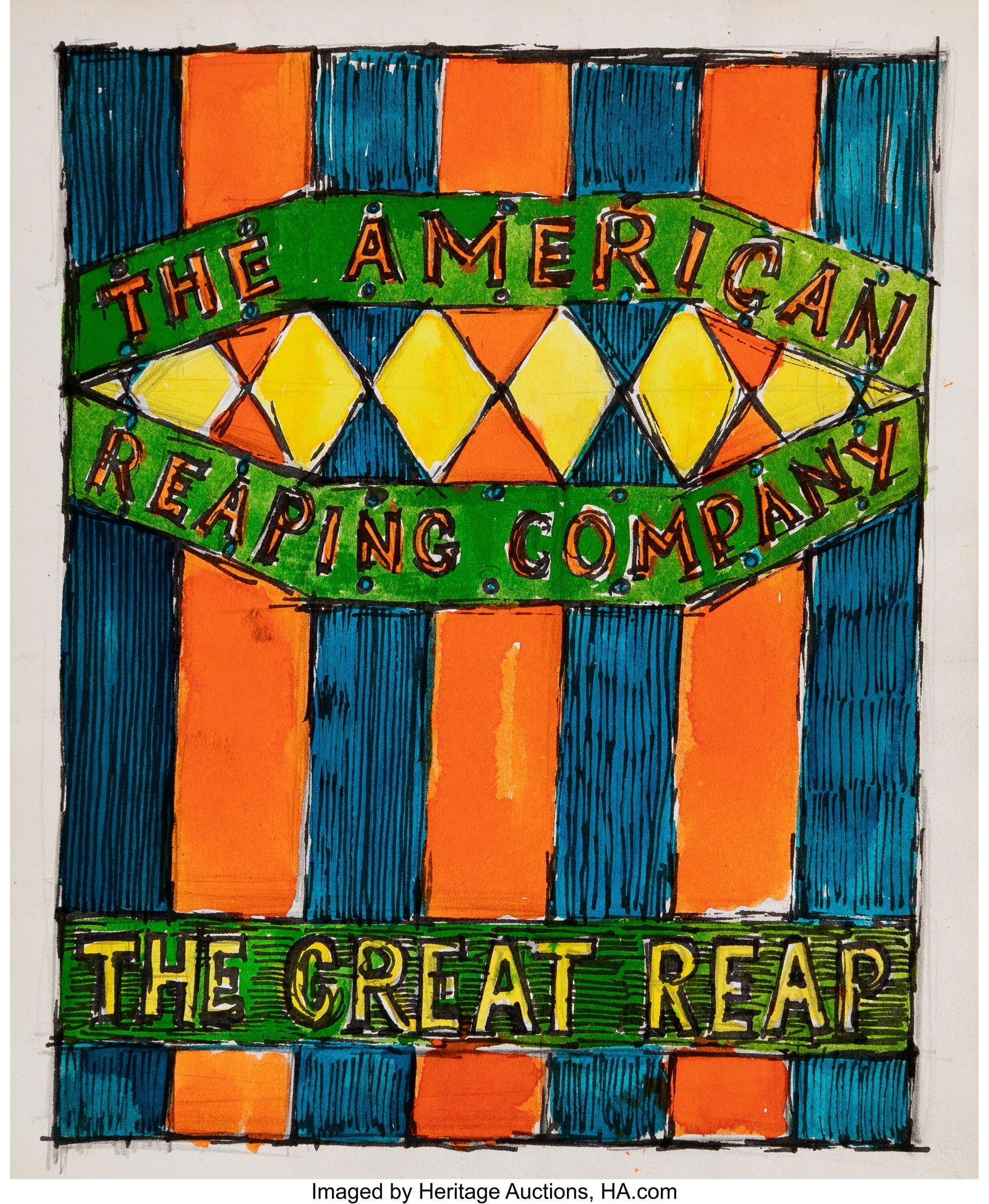 Robert Indiana (1928-2018) The American Reaping: Robert Indiana (1928-2018) The American Reaping Company, The Great Reap Ink in colors on paper 11 x 8-1/2 inches (27.9 x 21.6 cm) (sheet) Signed i
