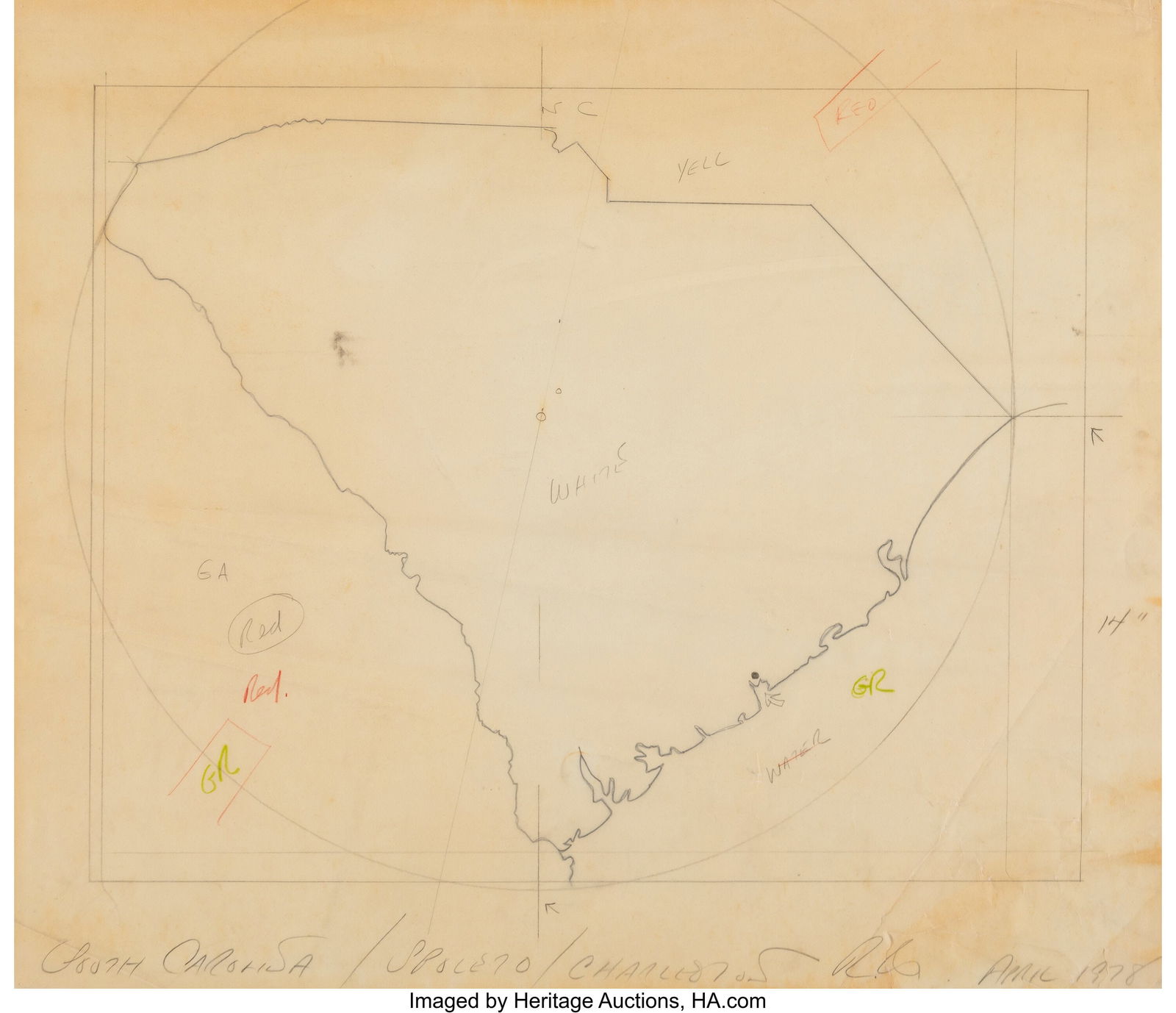 Robert Indiana (1928-2018) Spoleto South Carolin: Robert Indiana (1928-2018) Spoleto South Carolina Map (study), 1978 Pencil on tracing paper 15 x 17 inches (38.1 x 43.2 cm) (sheet) Signed a