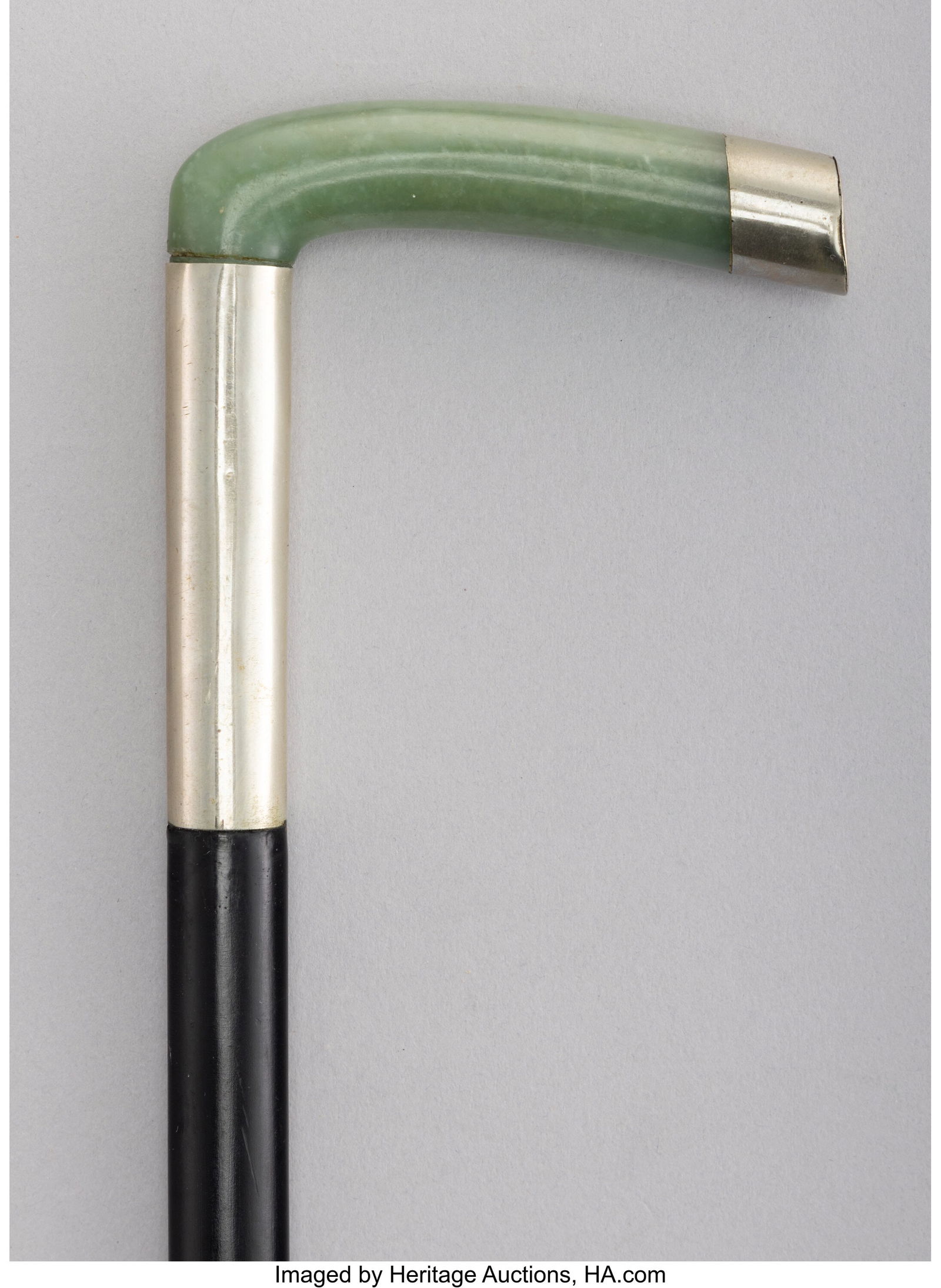 A Hardstone-Mounted and Ebonized Wood Cane 36 x (1 of 5)