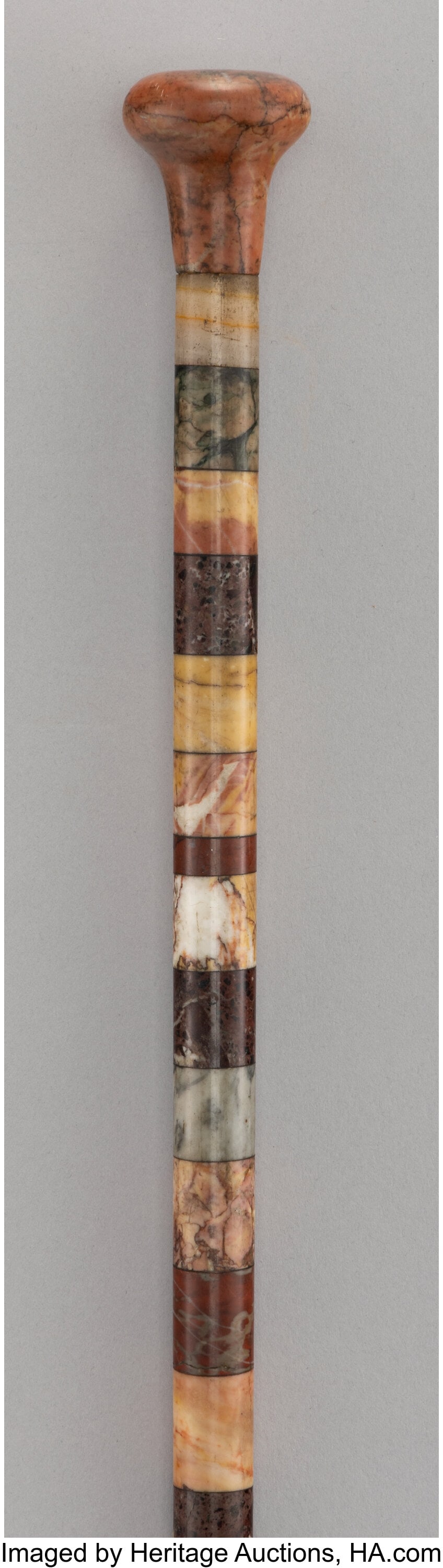 A Hardstone and Specimen Marble Cane 34-5/8 inch (1 of 5)