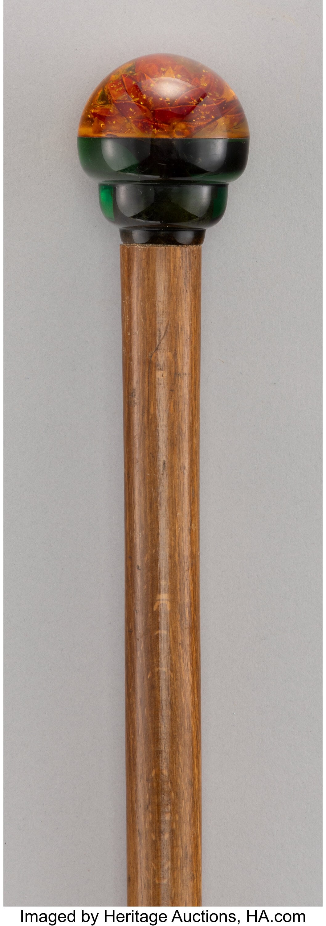 A Crystal Topped Wood Cane with Enclosed Flower (1 of 4)