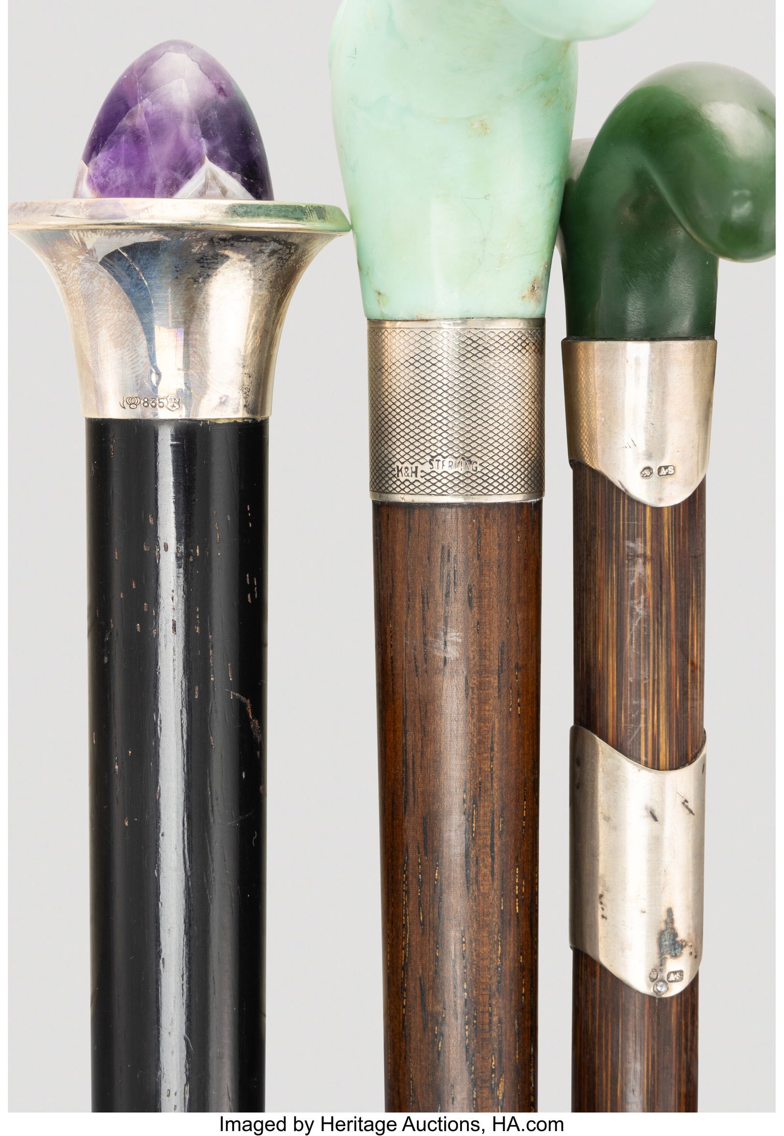 Five Amber, Amethyst, Hardstone, Silver-Mounted, - 6