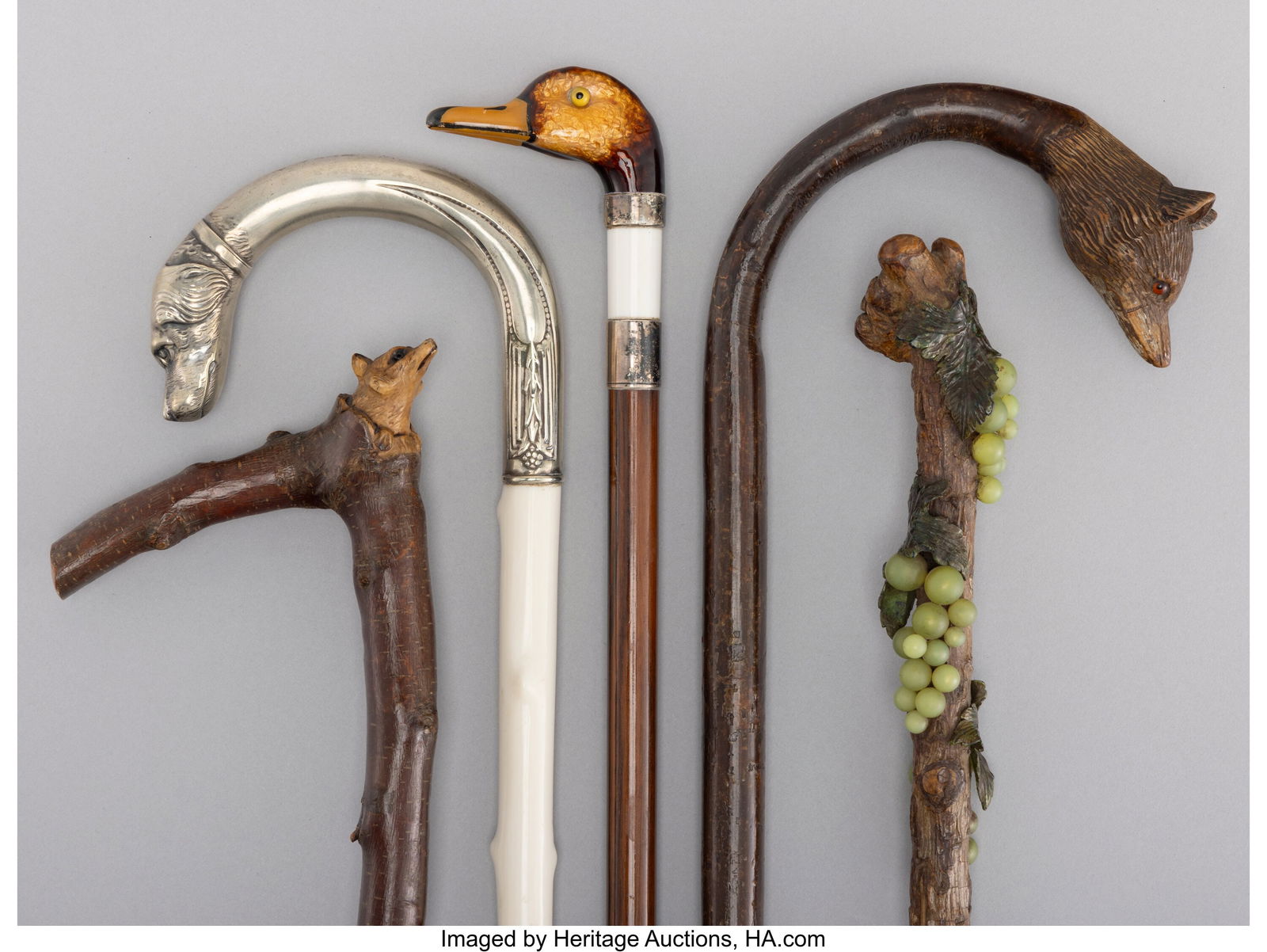 Five Metal-Mounted and Painted Carved Wood Anima (1 of 5)