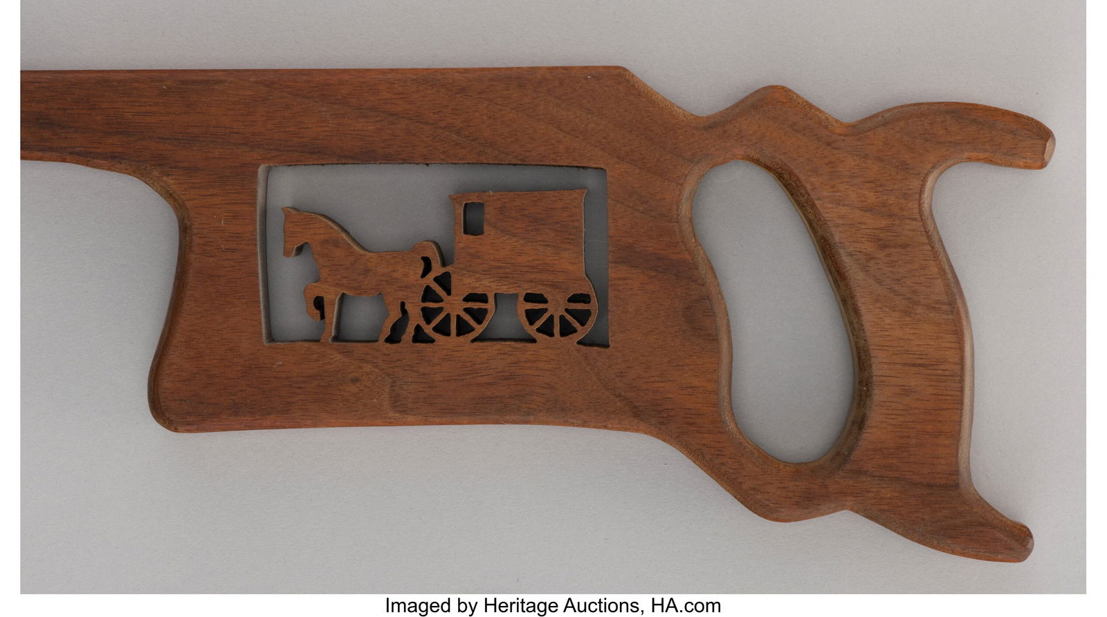 A Saw-Handled Carved Wood Cane with Amish Motif (1 of 4)