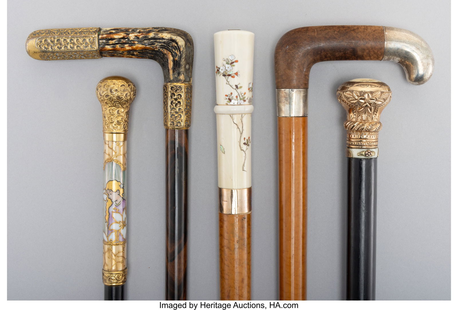 Five Mother-of-Pearl, Enameled, Gilt, Silver-Mou (1 of 6)