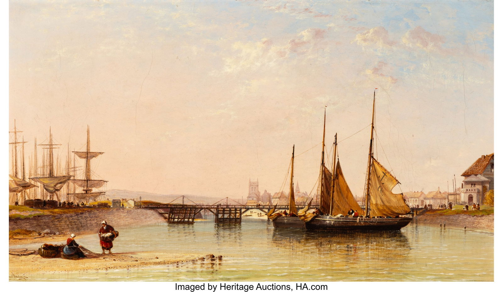 Arthur Joseph Meadows (British, 1833-1902) Escen: Arthur Joseph Meadows (British, 1833-1902) Escena de marina, 1881 Oil on canvas 14 x 24 inches (35.6 x 61.0 cm) Signed and dated lower left: Arthur