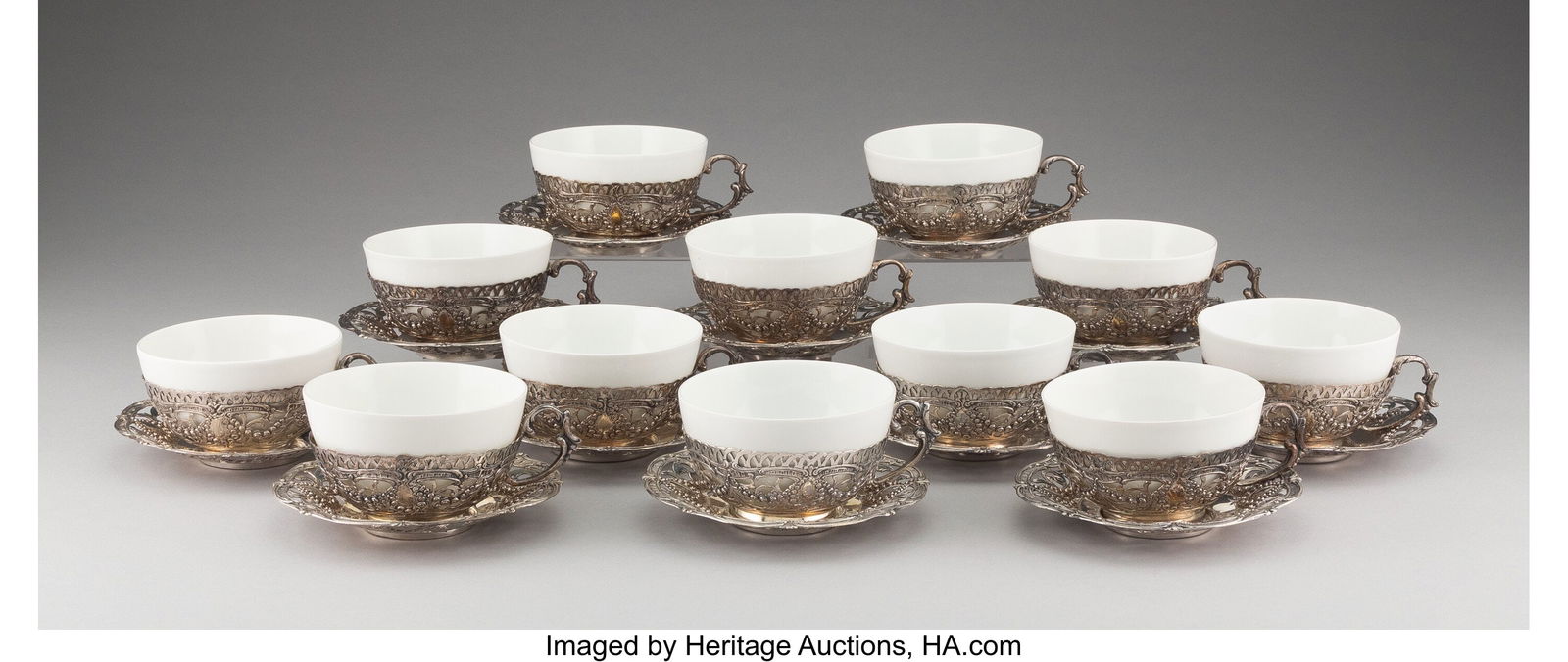 Twelve German Reticulated Silver Punch Cups with (1 of 5)