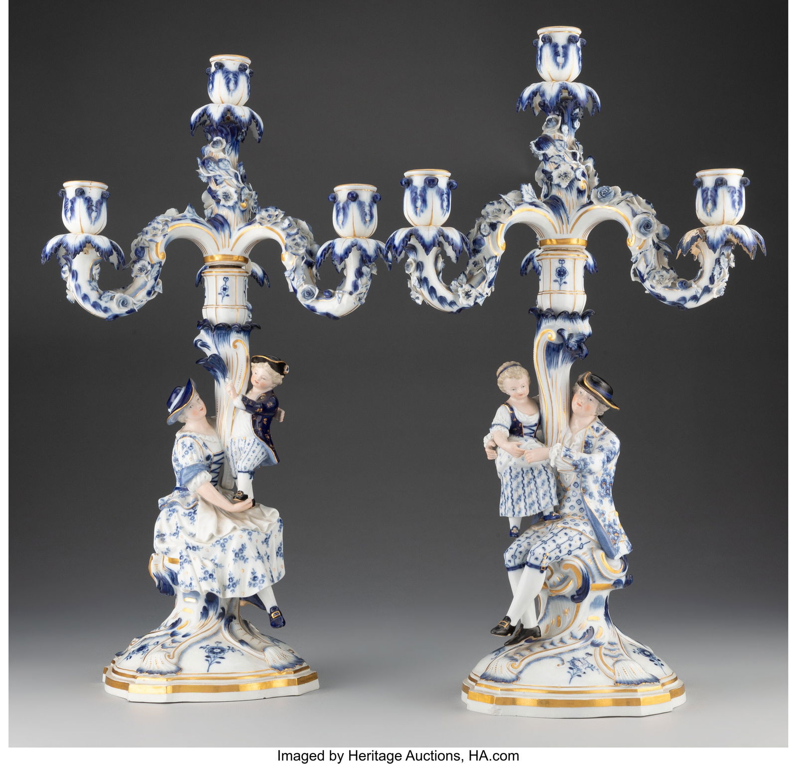 A Pair of Meissen Blue Onion Pattern Porcelain F (1 of 3)