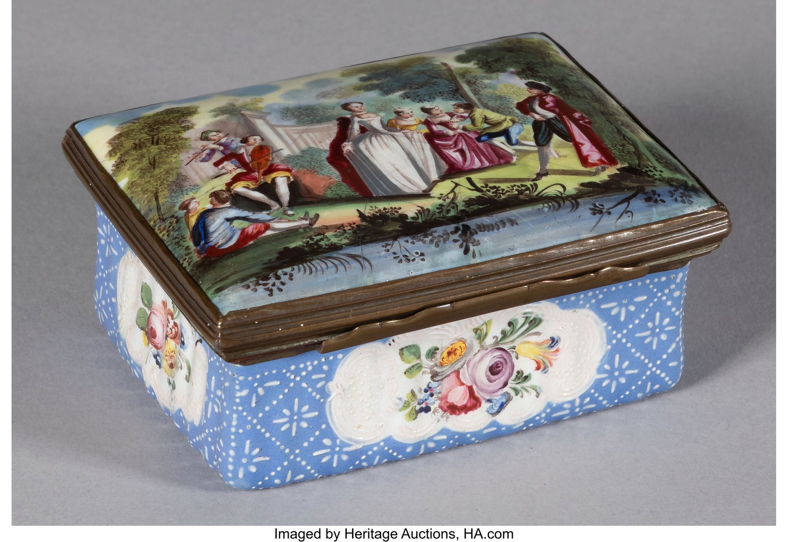 A Continental Enamel Erotic Snuff Box 1-5/8 x 3- (1 of 6)
