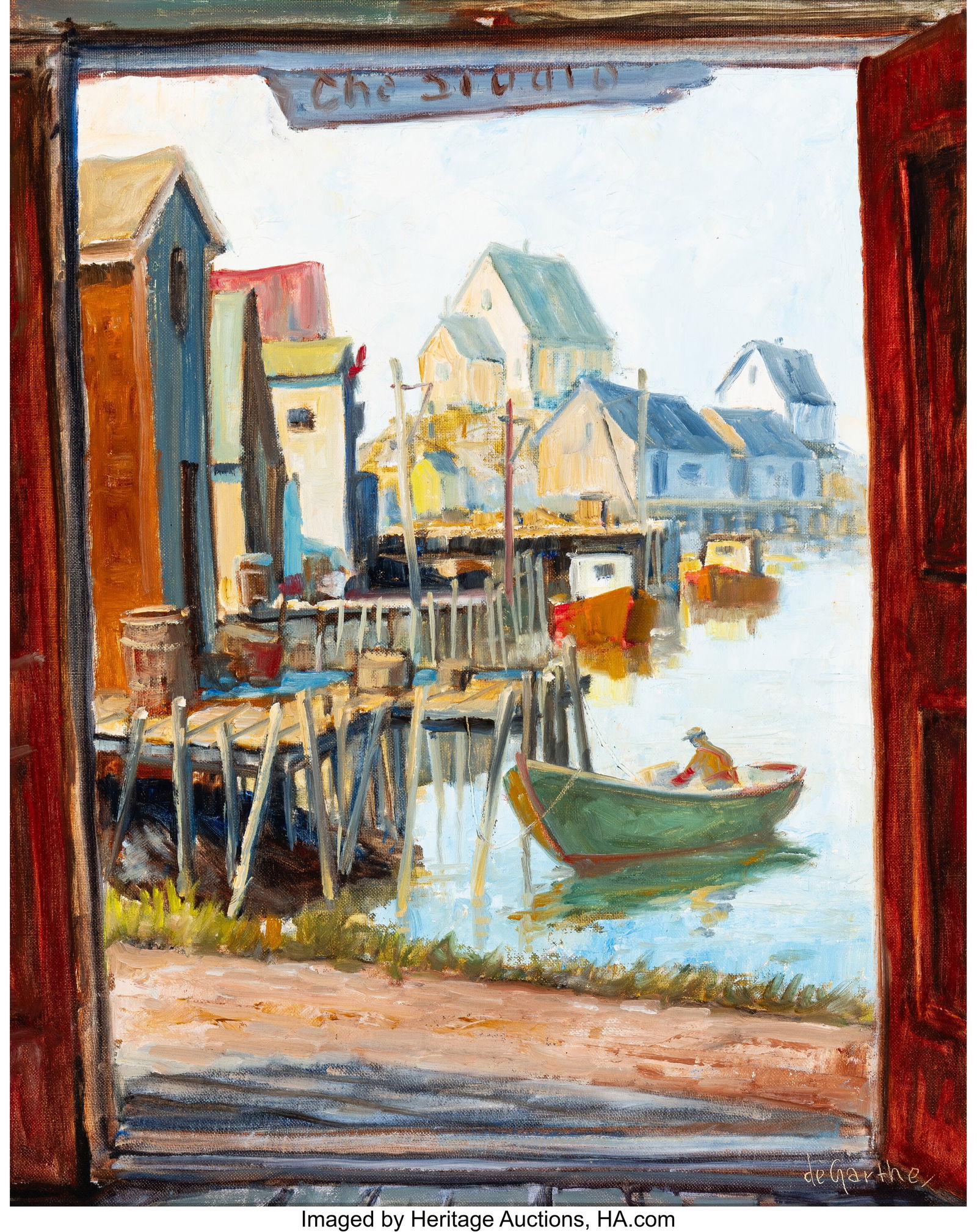 William De Garthe (Canadian, 1907-1983) Through: William De Garthe (Canadian, 1907-1983) Through the Open Door, Peggy's Cove, Nova Scotia, 1961 Oil on canvasboard 20 x 16 inches (50.8 x 40.6 cm&rp