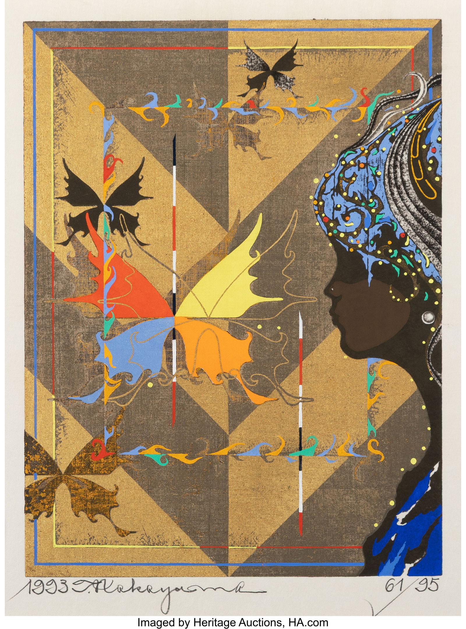 Tadashi Nakayama (Japanese, 1927-2014) Butterfly: Tadashi Nakayama (Japanese, 1927-2014) Butterfly, 1993 Woodblock print in colors on paper 11-7/8 x 9 inches (30.2 x 22.9 cm) (image) Ed&peri