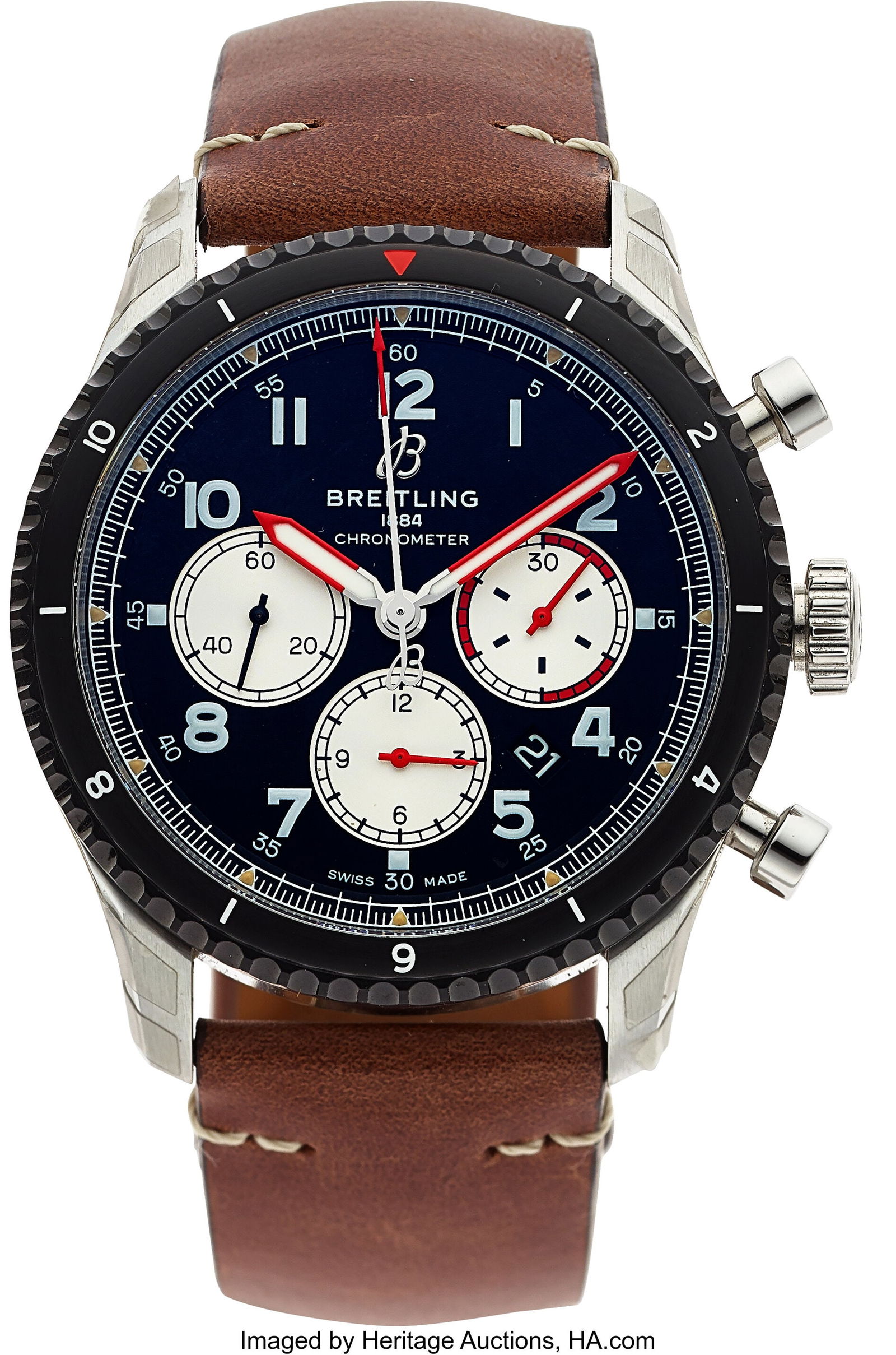 Breitling Aviator 8 B01 Chronograph, Ref. AB0119: Breitling Aviator 8 B01 Chronograph, Ref. AB0119 Full Set Case: 43 mm, stainless steel, three body, screw-down exhibition case back, push-pull crown, a