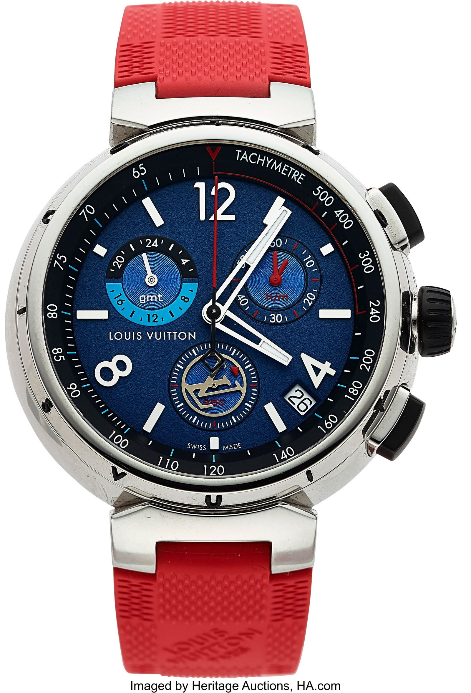 Louis Vuitton Tambour Outdoor GMT Chronograph, R: Louis Vuitton Tambour Outdoor GMT Chronograph, Ref. QA153 Case: 44 mm, stainless steel, three body, 6 screw case back, and push-pull crown, AB9749
