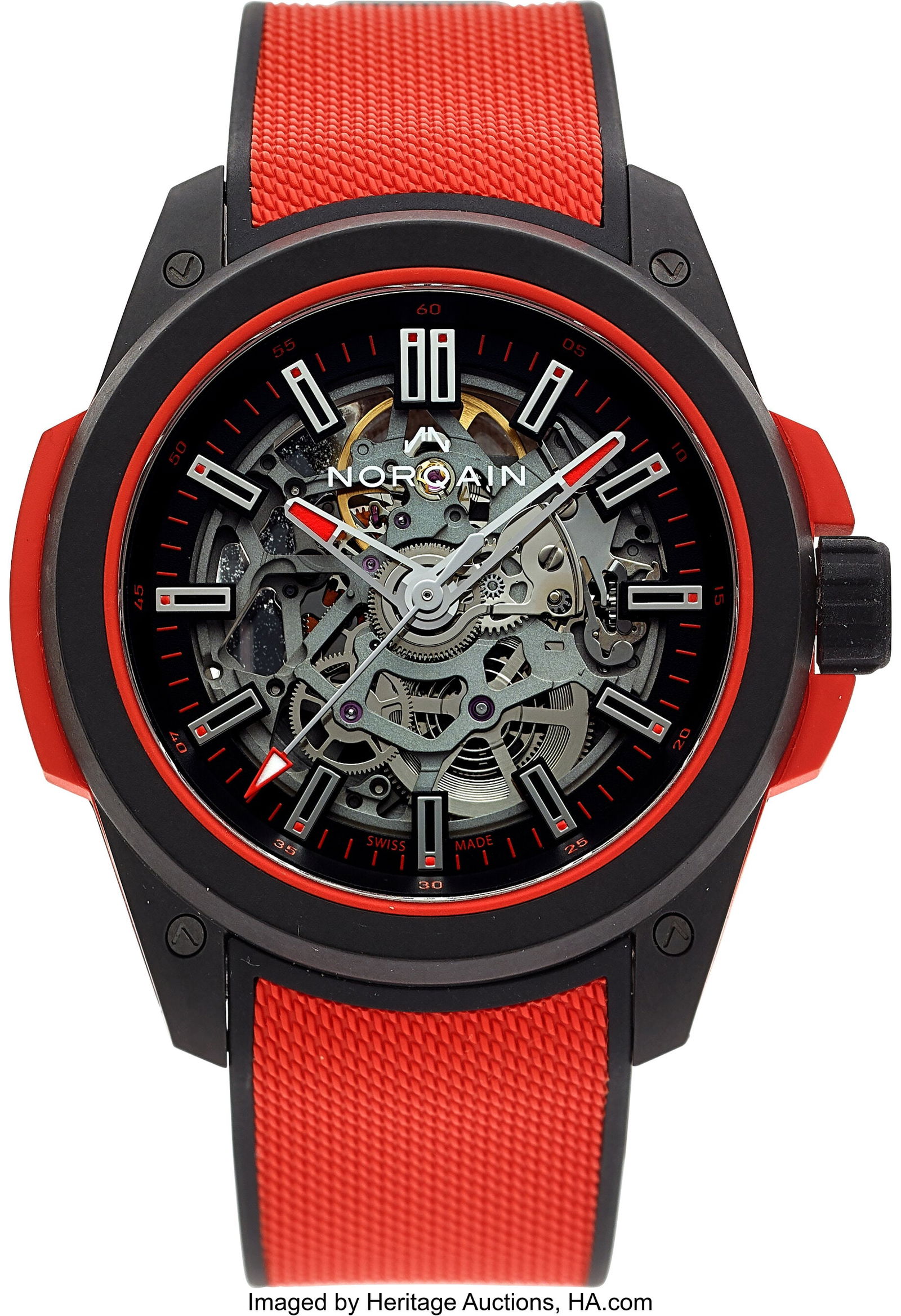 Norqain Independence Wild One Skeleton Orange, R: Norqain Independence Wild One Skeleton Orange, Ref. NNQ3000 Full Set Case: 42 mm, carbon fiber, three body with 4 screw exhibition case back, 224691 Dial: