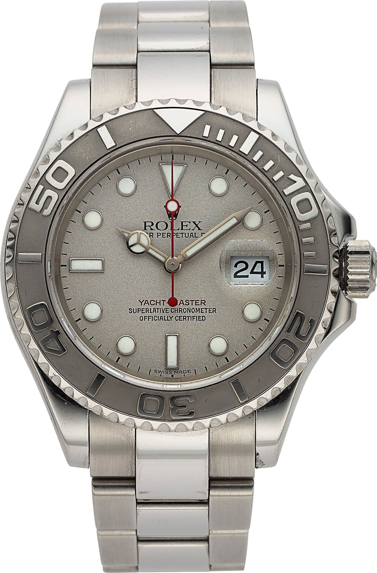 Rolex Yacht-Master Steel/Platinum, Ref. 16622 C: Rolex Yacht-Master Steel/Platinum, Ref. 16622 Case: 40 mm, stainless steel/platinum, three body, screw-down case back and crown, rounded crown