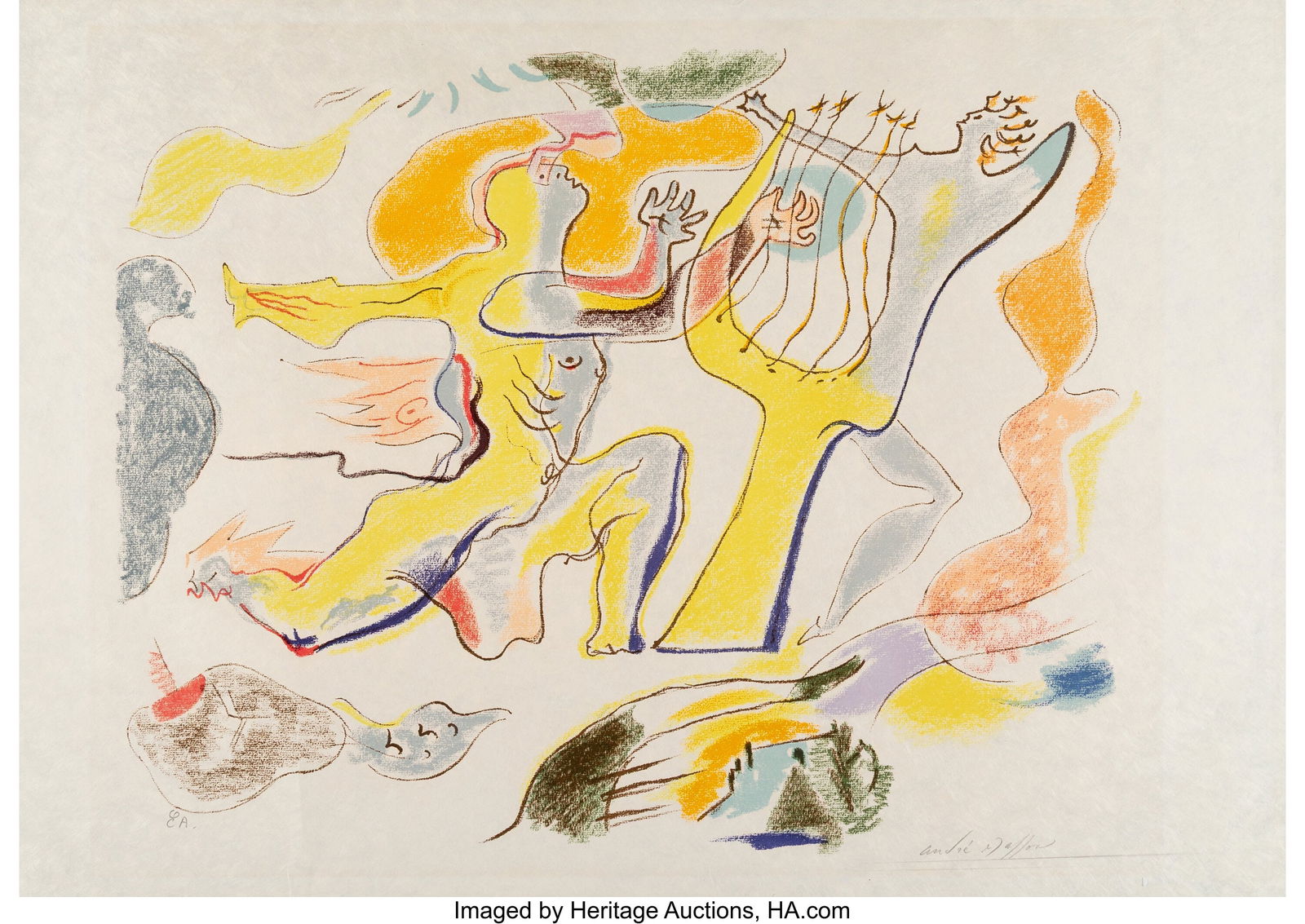 André Masson (1896-1987) Orpheus, 1972 Lithogra: André Masson (1896-1987) Orpheus, 1972 Lithograph in colors on Japon paper 21-1/4 x 29-1/2 inches (54.0 x 74.9 cm) (sheet) E.A&p