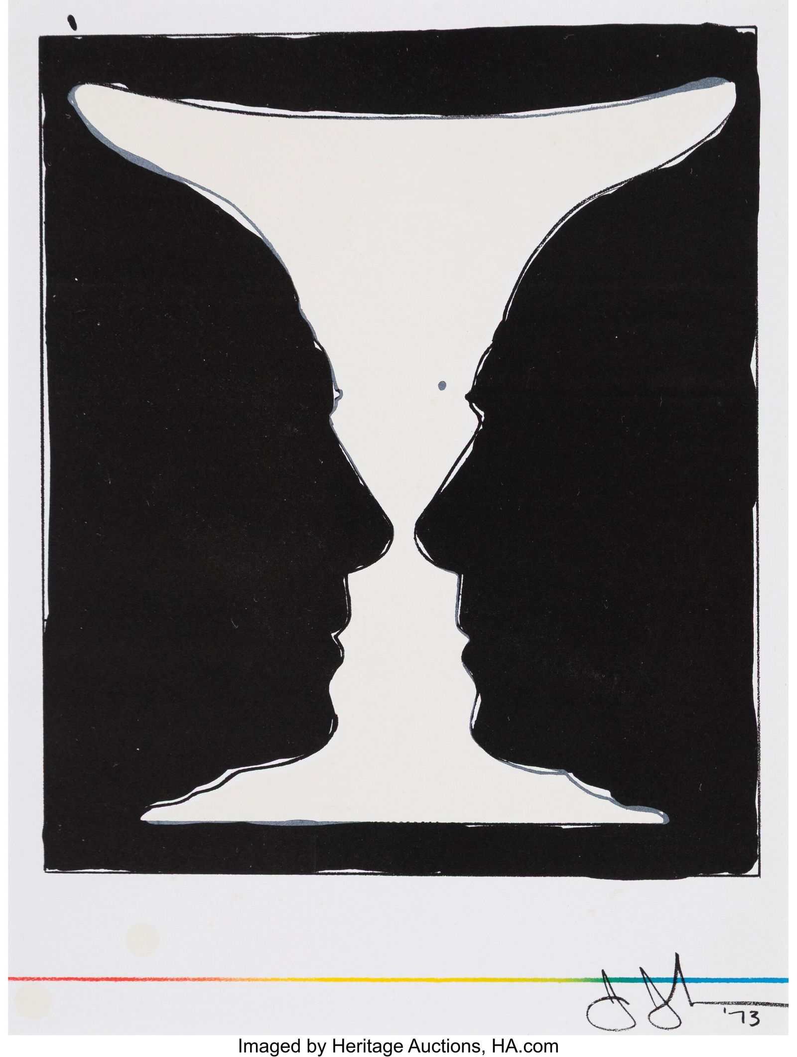 Jasper Johns (b. 1930) Cup, Two Picasso Profiles: Jasper Johns (b. 1930) Cup, Two Picasso Profiles, 1973 Lithograph in colors on wove paper 12 x 9 inches (30.5 x 22.9 cm) (sight) Signed a