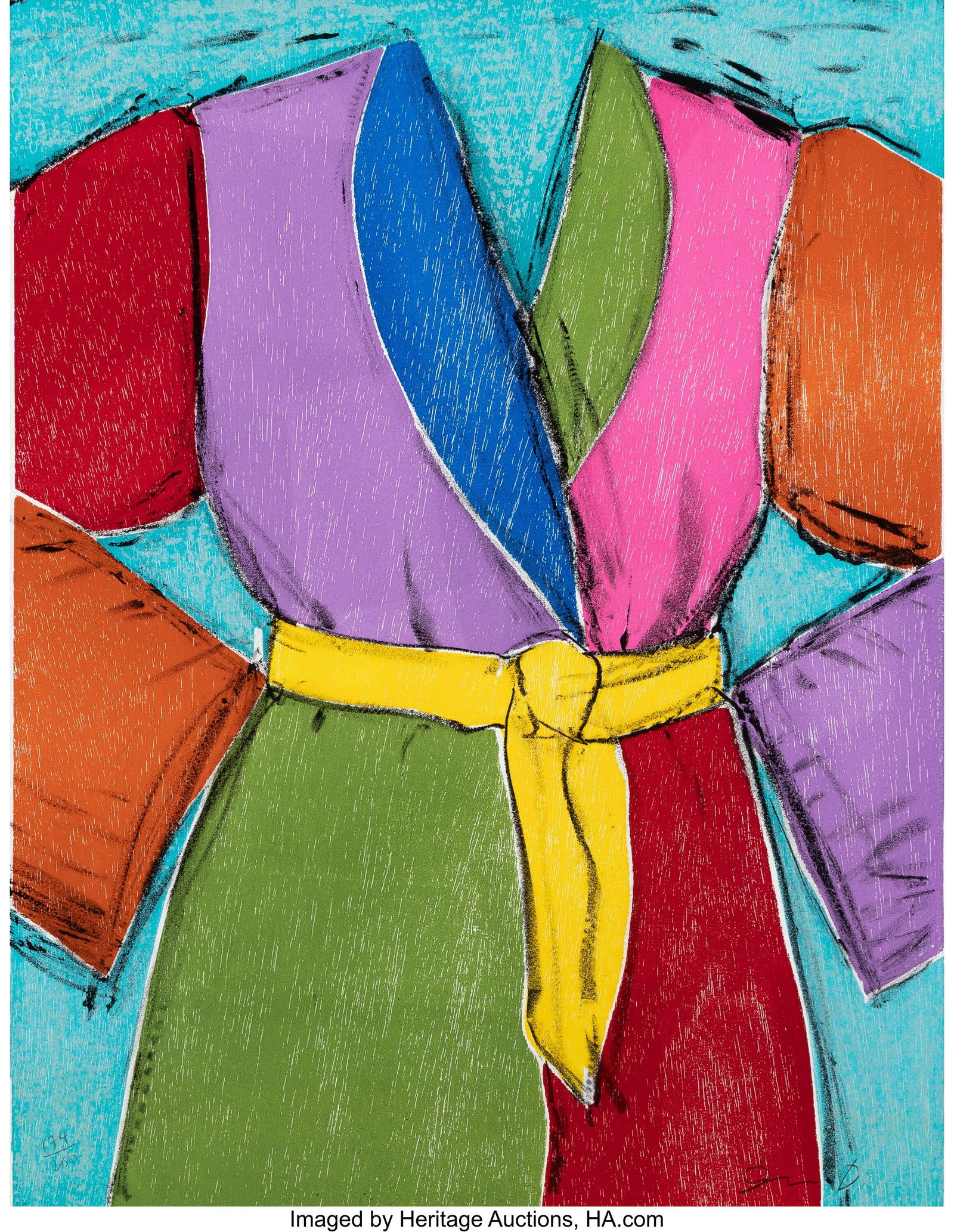 Jim Dine (b. 1935) The Yellow Belt, 2005 Woodcut: Jim Dine (b. 1935) The Yellow Belt, 2005 Woodcut and lithography in colors on B.F.K. Rives paper 26-3/8 x 26-3/8 inches (67.0 x 67&perio