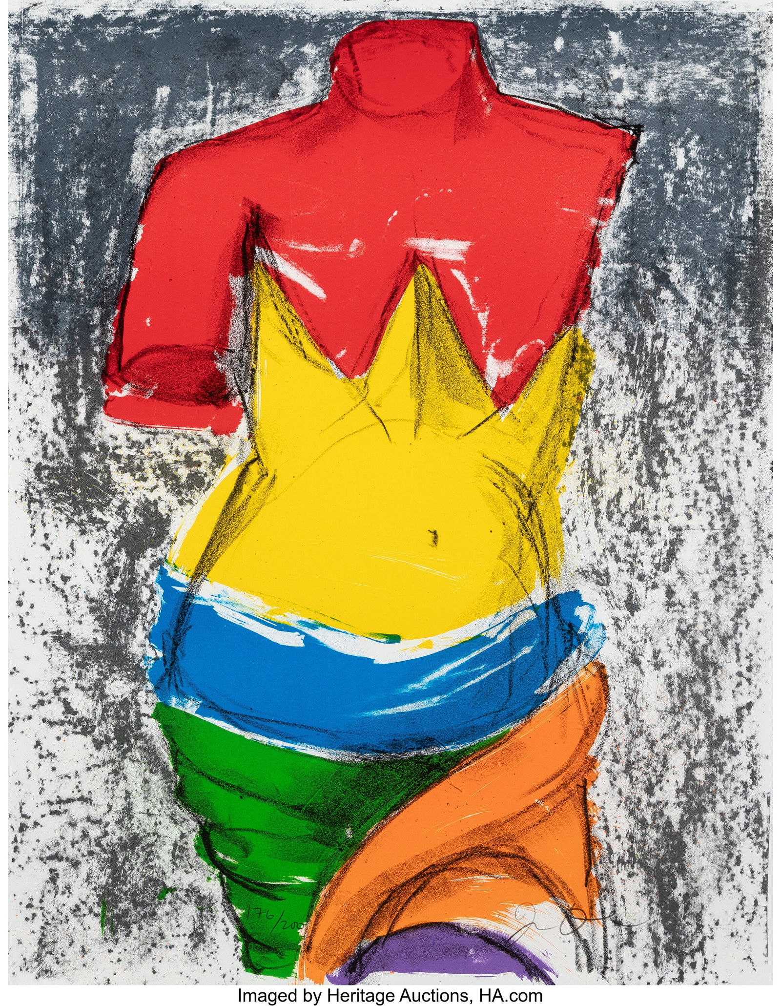 Jim Dine (b. 1935) The Bather, 2005 Lithograph i: Jim Dine (b. 1935) The Bather, 2005 Lithograph in colors on B.F.K. Rives paper 26-3/8 x 20-3/8 inches (67.0 x 51.8 cm) &lpar