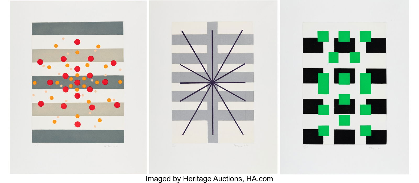 Andrew Spence (b. 1947) A Group of Three Works,: Andrew Spence (b. 1947) A Group of Three Works, 2015 Aquatints in colors on wove paper 20-1/2 x 15-1/4 inches (52.1 x 38.7 cm) (each sheet&r