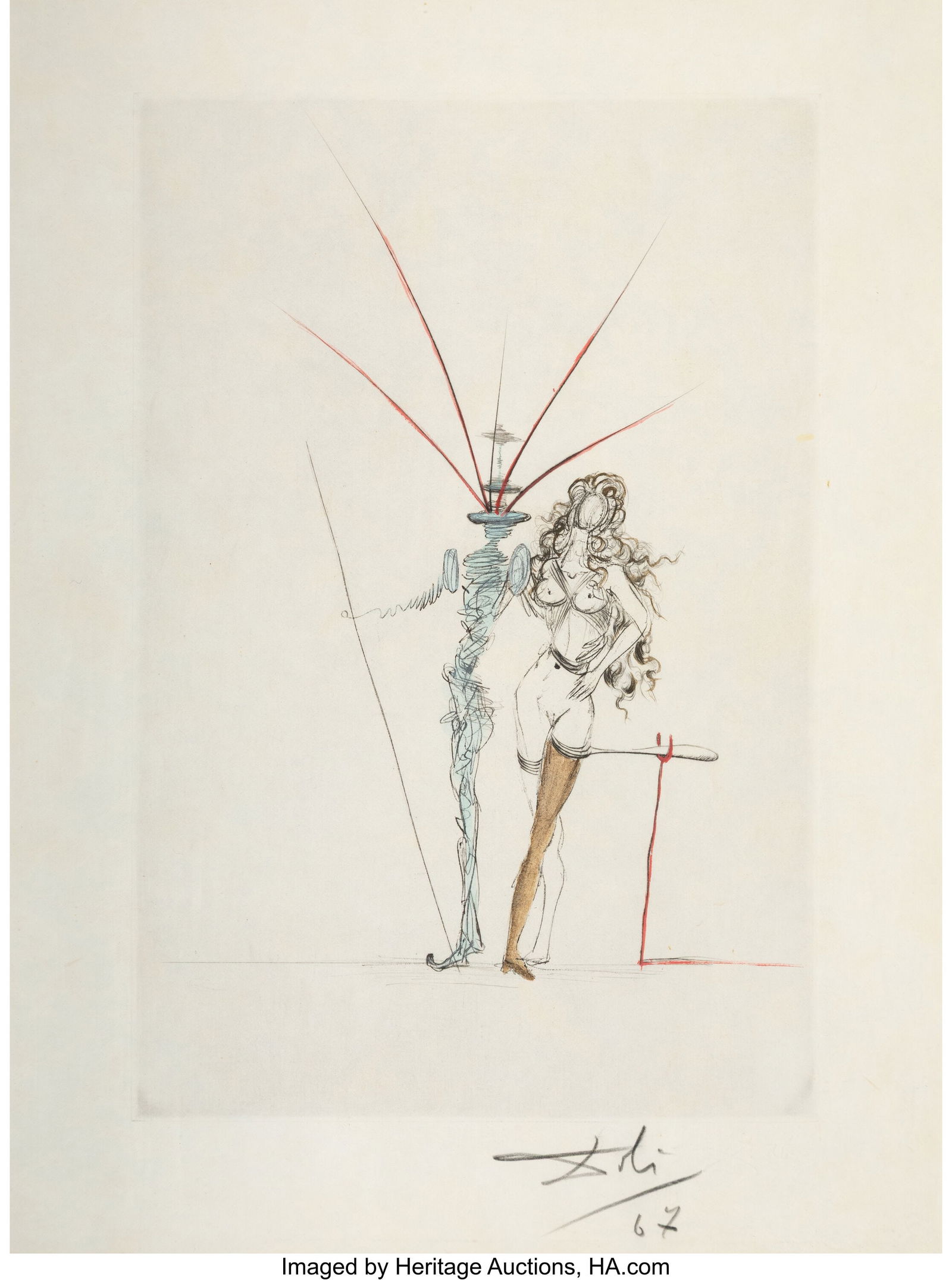 Salvador Dalí (1904-1989) Frontispiece, from Po: Salvador Dalí (1904-1989) Frontispiece, from Poèmes Secrets, 1967 Engraving, etching, and hand coloring on Japon paper 14-1/2 x 10-3/4 inches &l