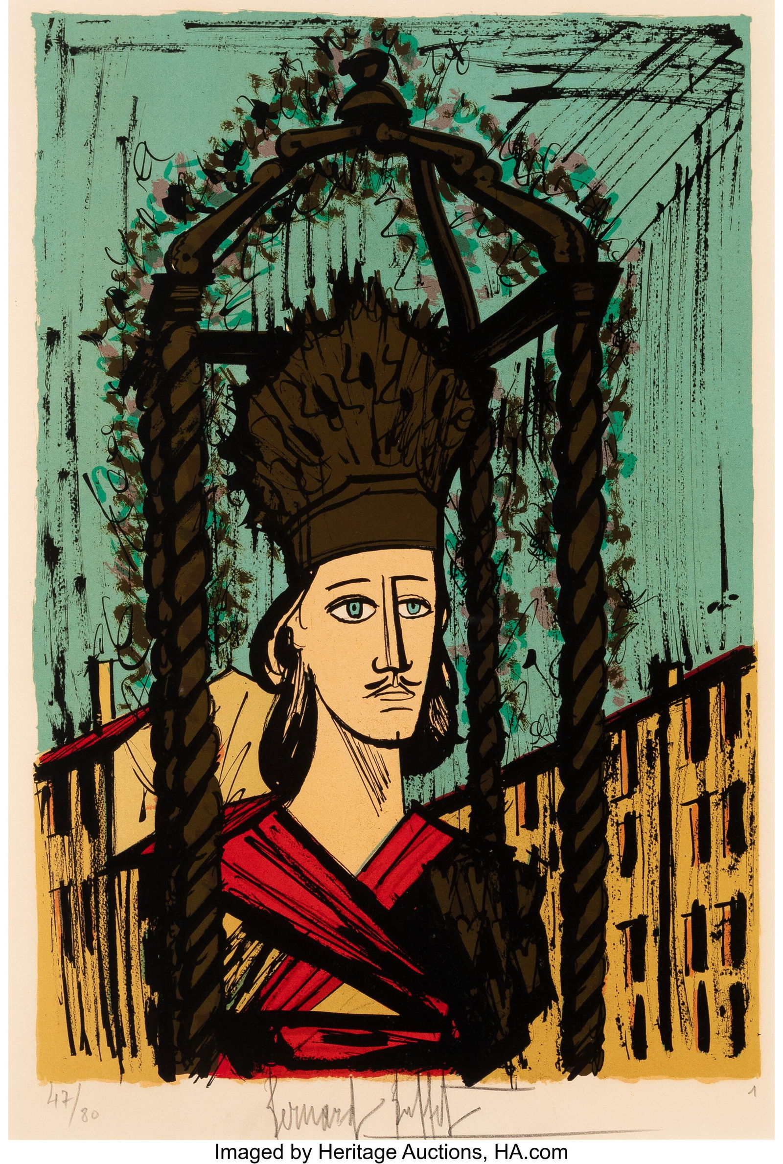 Bernard Buffet (1928-1999) Saint Tropez en Gloir: Bernard Buffet (1928-1999) Saint Tropez en Gloire, No. 1, 1979 Lithograph in colors on wove paper 21-1/8 x 15-1/2 inches (53.7 x 39.4 cm) &