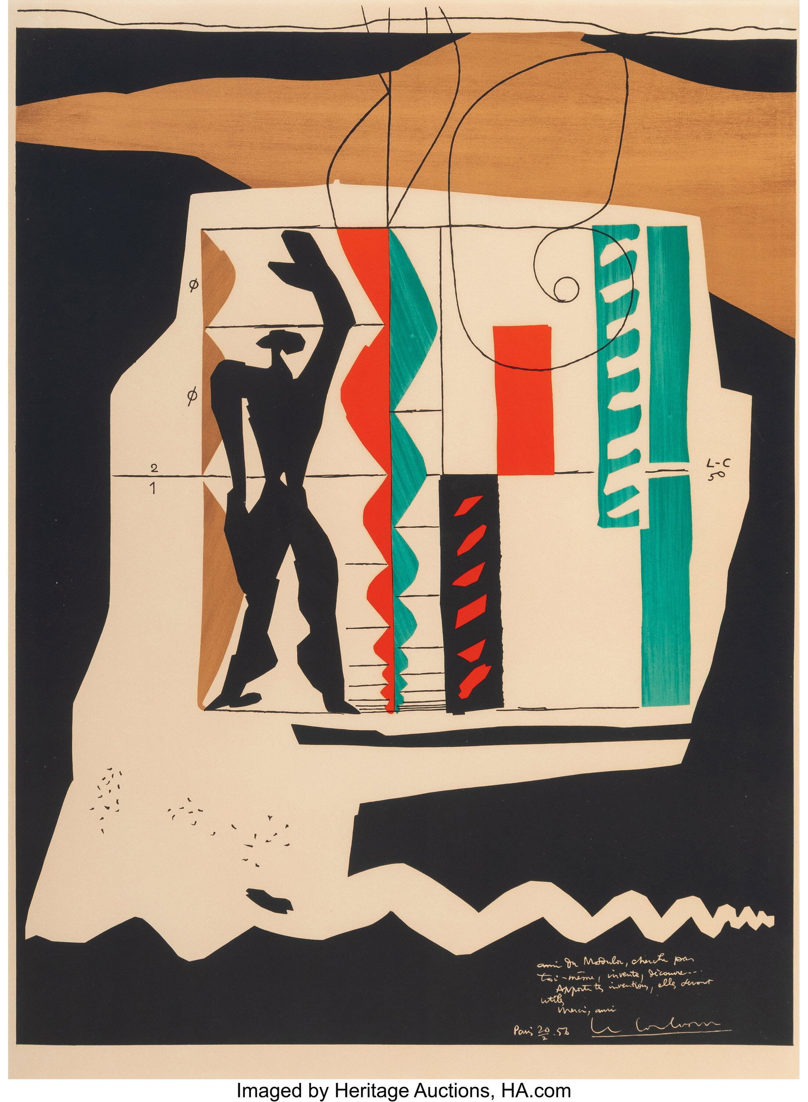 Le Corbusier (1887-1965) Modulor, 1956, printed: Le Corbusier (1887-1965) Modulor, 1956, printed 1962 Lithograph in colors on wove paper 29 x 21 inches (73.7 x 53.3 cm) (sheet) Signed in the st