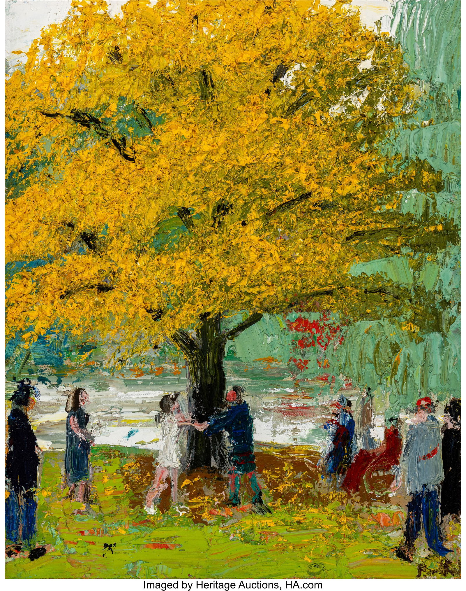 John Bradford (b. 1949) Marriage in Central Park: John Bradford (b. 1949) Marriage in Central Park, 2019 Acrylic and oil on canvas 20 x 16 inches (50.8 x 40.6 cm) Signed on the reverse: John Bradfo