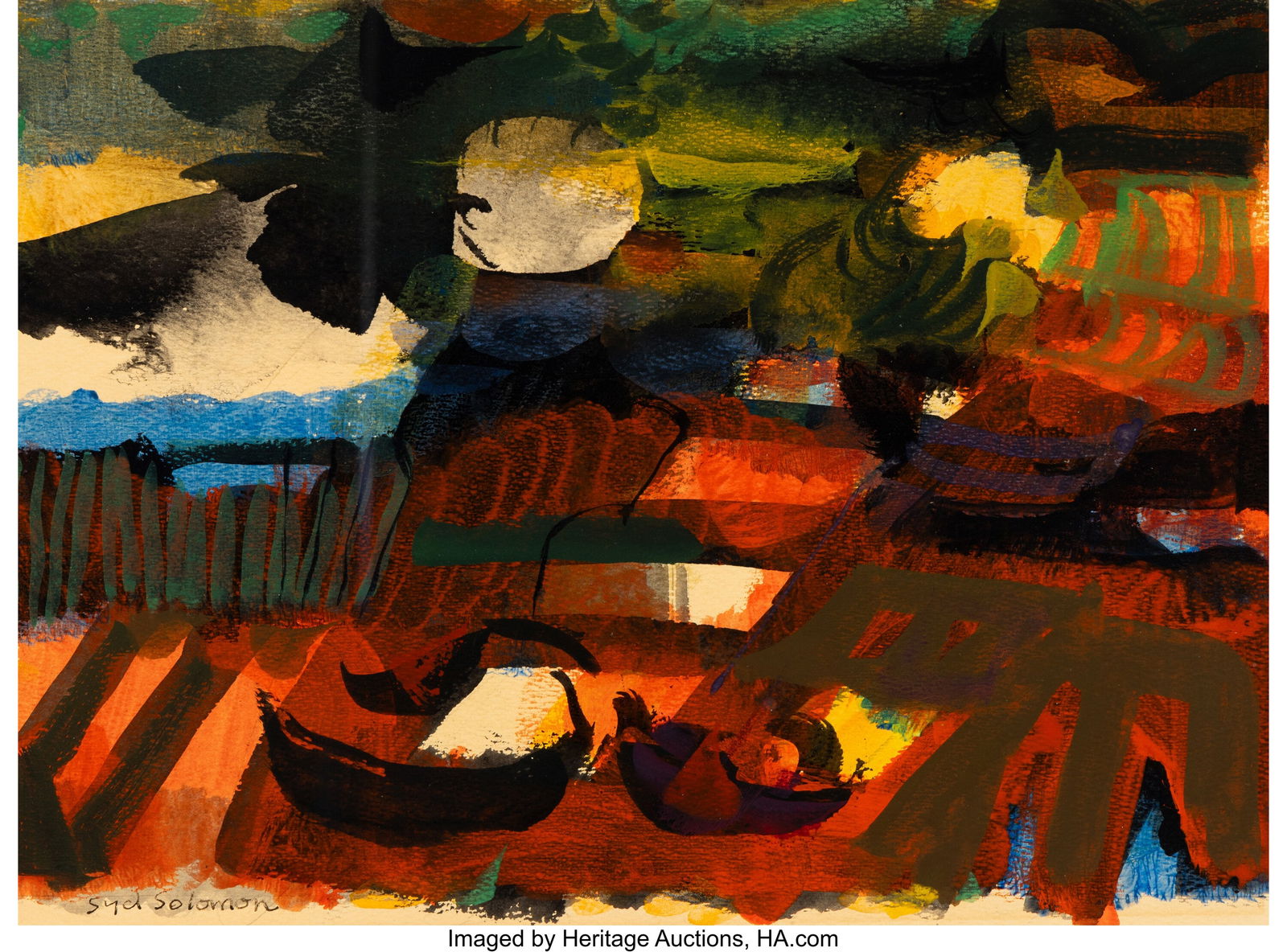 Syd Solomon (1917-2004) Untitled Oil on paper 13 (1 of 2)