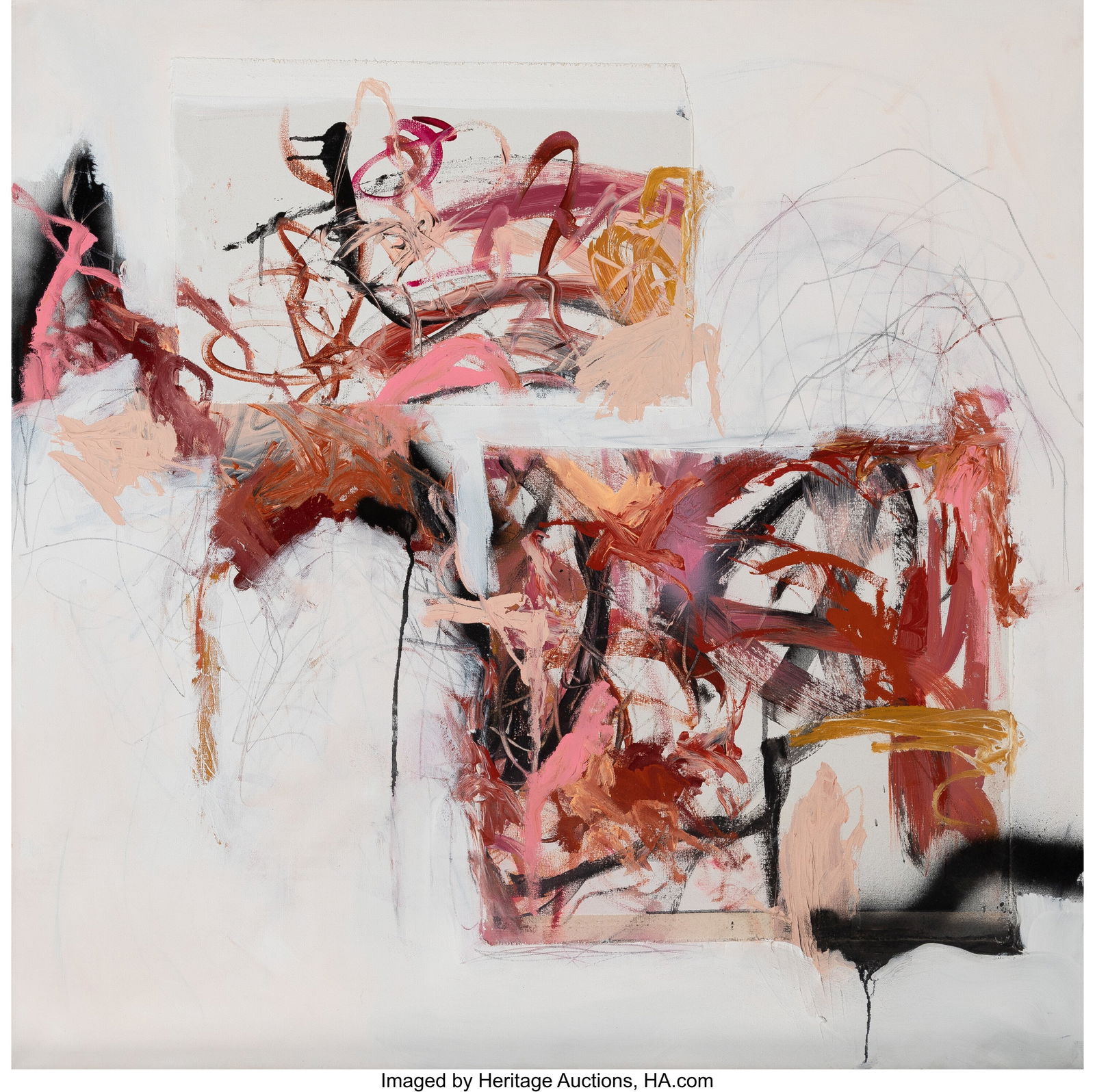 A'Driane Nieves (b. 1982) No. 11, 2021 Acrylic,: A'Driane Nieves (b. 1982) No. 11, 2021 Acrylic, spray paint, and pencil with collage on canvas 40 x 40 inches (101.6 x 101.6 cm)