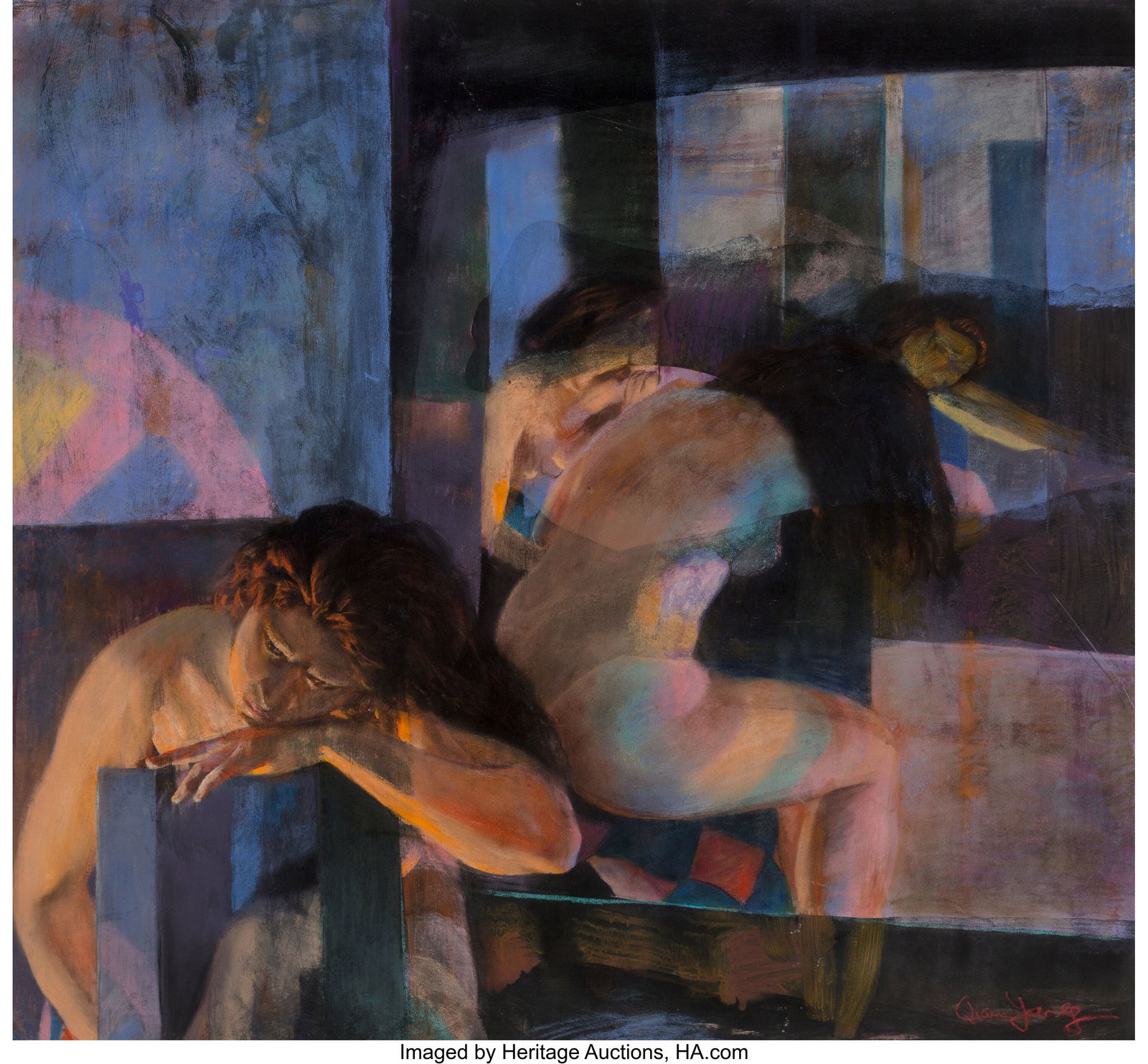 Qian Yang (b. 1959) Untitled Mixed media on pape: Qian Yang (b. 1959) Untitled Mixed media on paper 35 x 37-1/2 inches (88.9 x 95.3 cm) Signed lower right: Qian Yang PROVENANCE: The