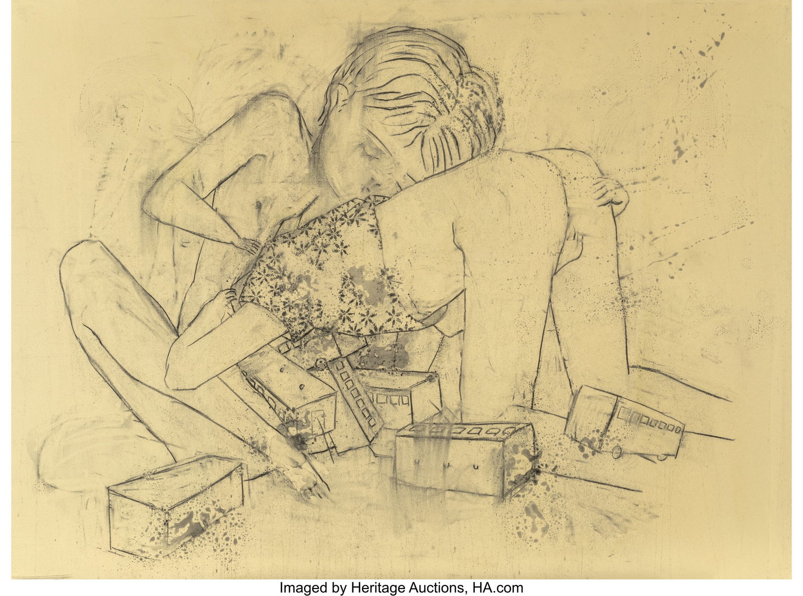 Julián Trigo (b. 1965) Untitled, 1994 Oil and c: Julián Trigo (b. 1965) Untitled, 1994 Oil and charcoal on canvas 58 x 78 inches (147.3 x 198.1 cm) Signed and dated on the reverse: Julian T