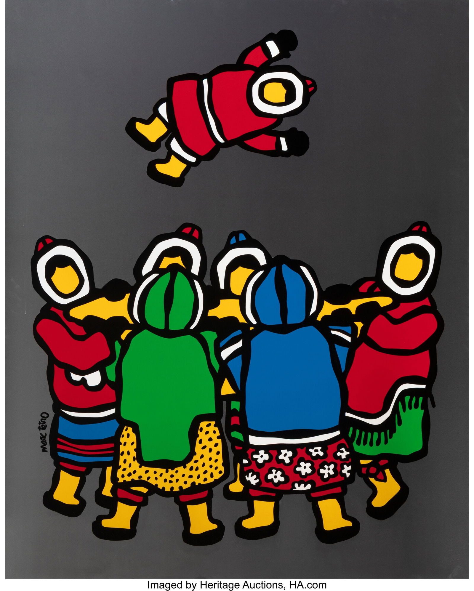 Marc Tetro (b. 1960) Blanket Toss, 1998 Acrylic: Marc Tetro (b. 1960) Blanket Toss, 1998 Acrylic on canvas 60 x 48 inches (152.4 x 121.9 cm) Signed lower left: Marc Tetro Signed, titled&comm