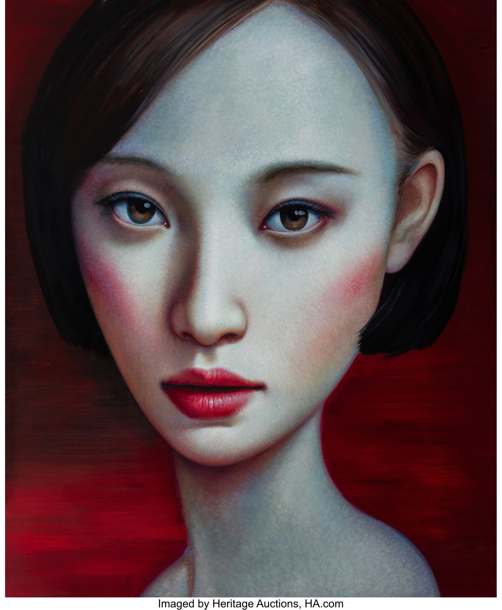 Zhang Xiangming (b. 1975) Beijing Girl, 2013 Oil: Zhang Xiangming (b. 1975) Beijing Girl, 2013 Oil on canvas 71 x 59 inches (180.3 x 149.9 cm) Signed and dated on the reverse: (artist's charac
