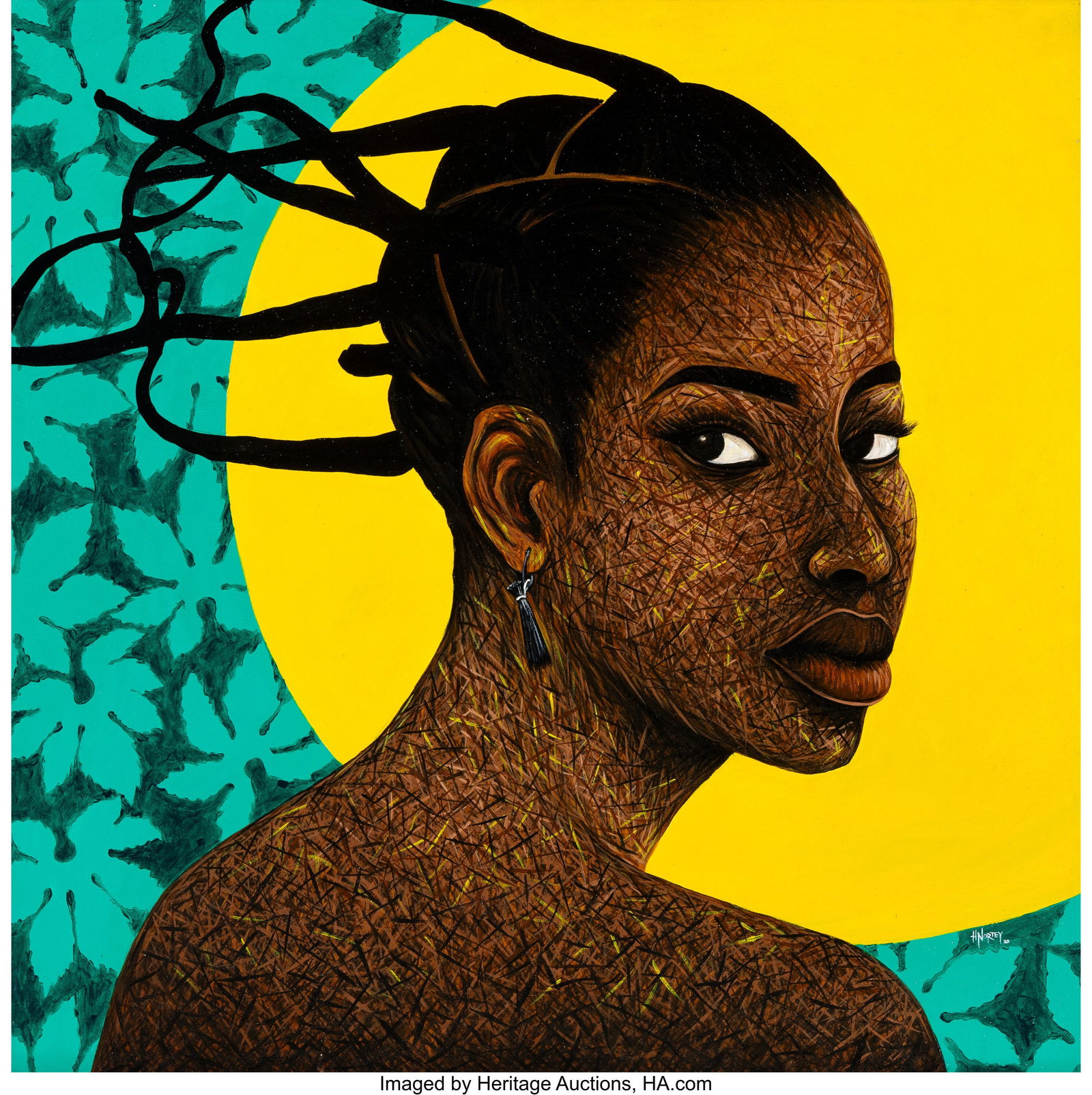 Hamid Nii Nortey (b. 1987) Purity Looks, 2020 Ac: Hamid Nii Nortey (b. 1987) Purity Looks, 2020 Acrylic on canvas 36 x 36 inches (91.4 x 91.4 cm) Signed and dated lower right: H. Nortey 20 P