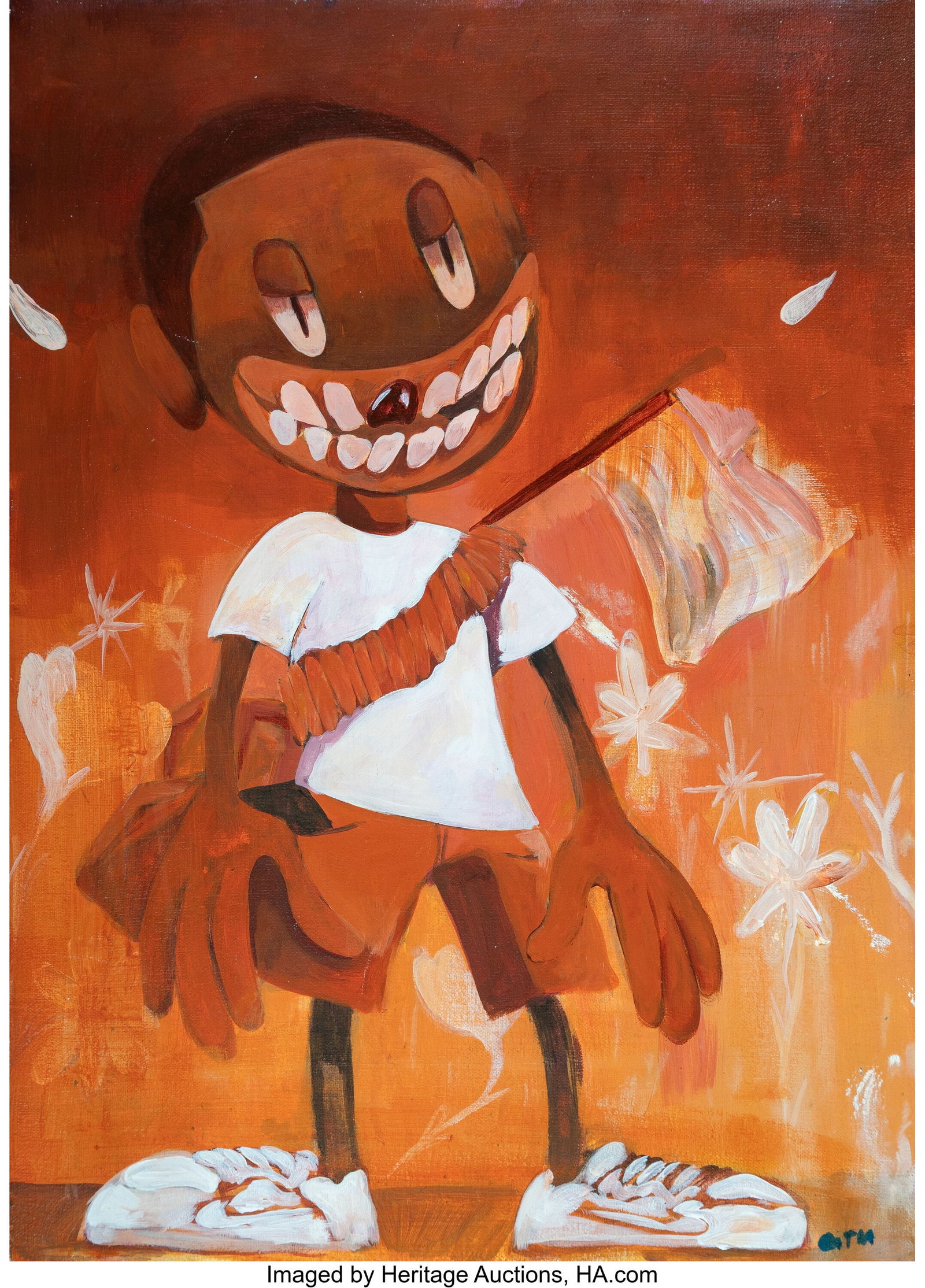 Obi Agwam (b. 1999) War Baby, 2021 Acrylic on ca: Obi Agwam (b. 1999) War Baby, 2021 Acrylic on canvas 13 x 18 inches (33.0 x 45.7 cm) Initialed lower right: O A Signed, dated, and insc