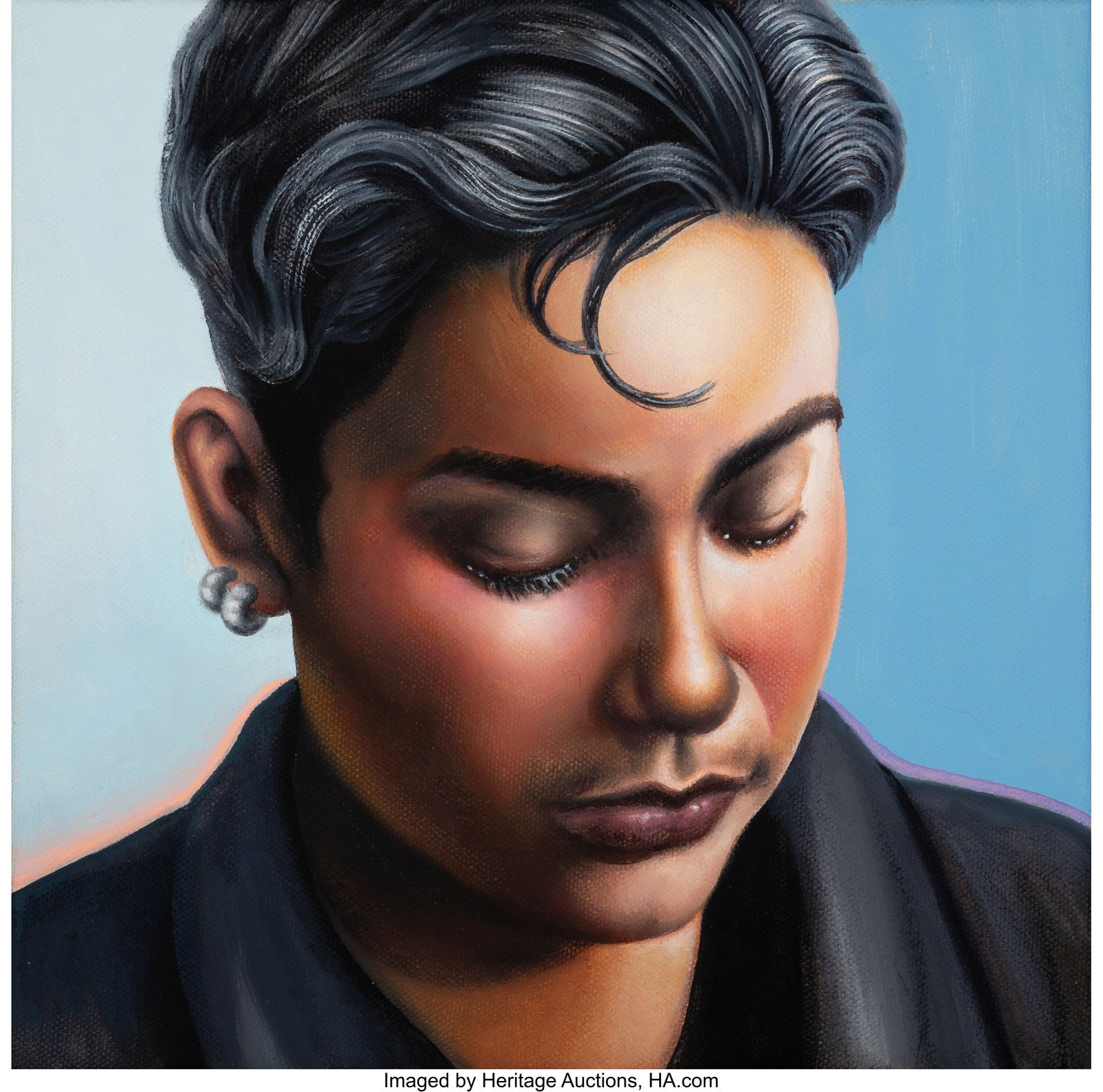 Alannah Farrell (b. 1988) Study of X, 2021 Oil,: Alannah Farrell (b. 1988) Study of X, 2021 Oil, latex, and acrylic on canvas 10 x 10 inches (25.4 x 25.4 cm) Initialed and dated on the rever