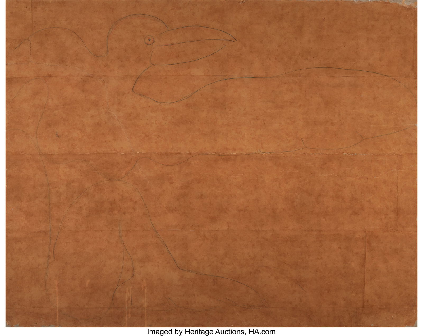 Max Ernst (1891-1976) Untitled (Grand Oiseau) Co: Max Ernst (1891-1976) Untitled (Grand Oiseau) Colored pencil on paper 83 x 105 inches (210.8 x 266.7 cm) (sheet) Signed lower center: Max Er