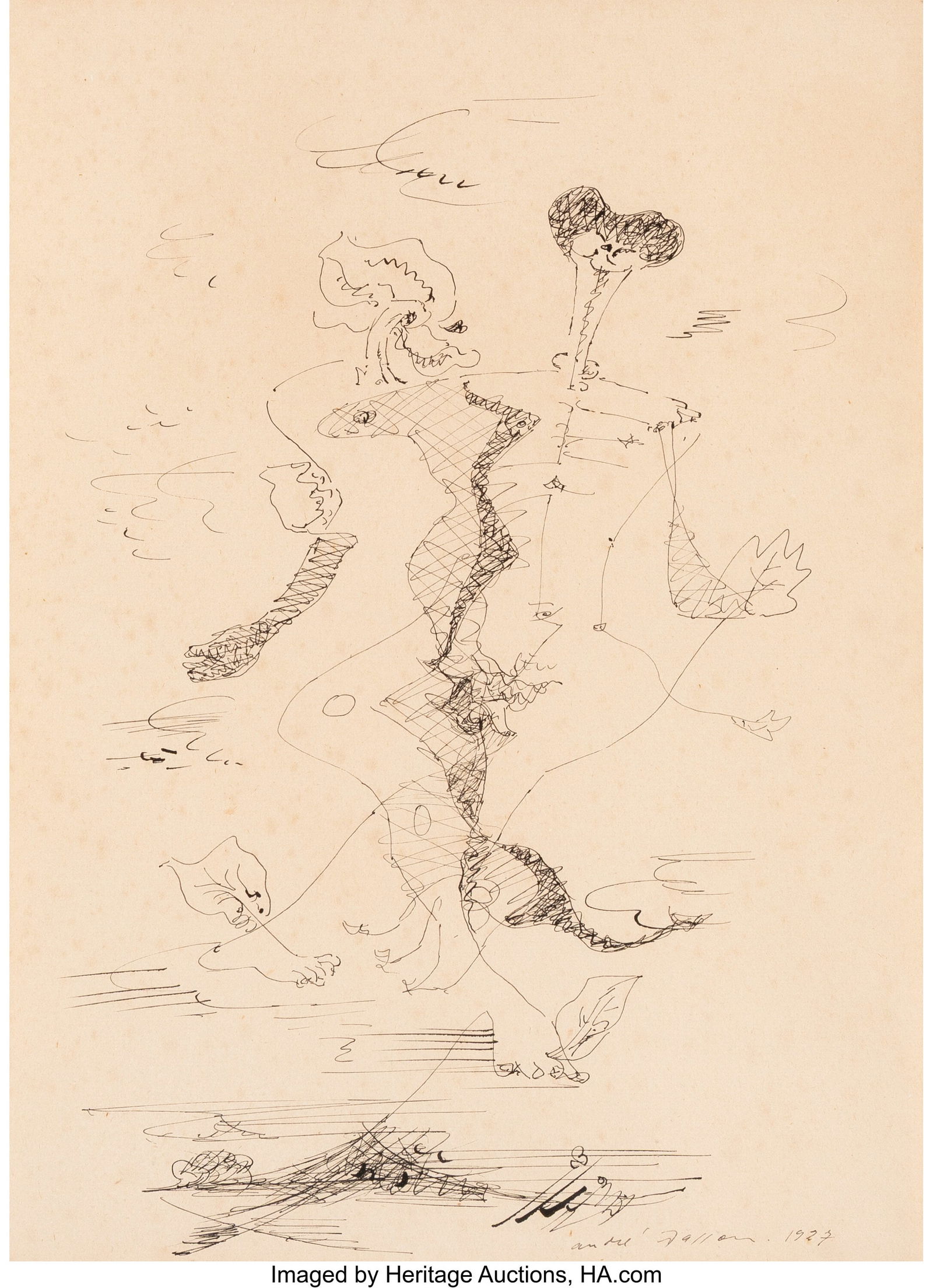 André Masson (1896-1987) Métamorphose, 1927 In: André Masson (1896-1987) Métamorphose, 1927 Ink on paper 16-1/2 x 12 inches (41.9 x 30.5 cm) Signed and dated lower right: andré