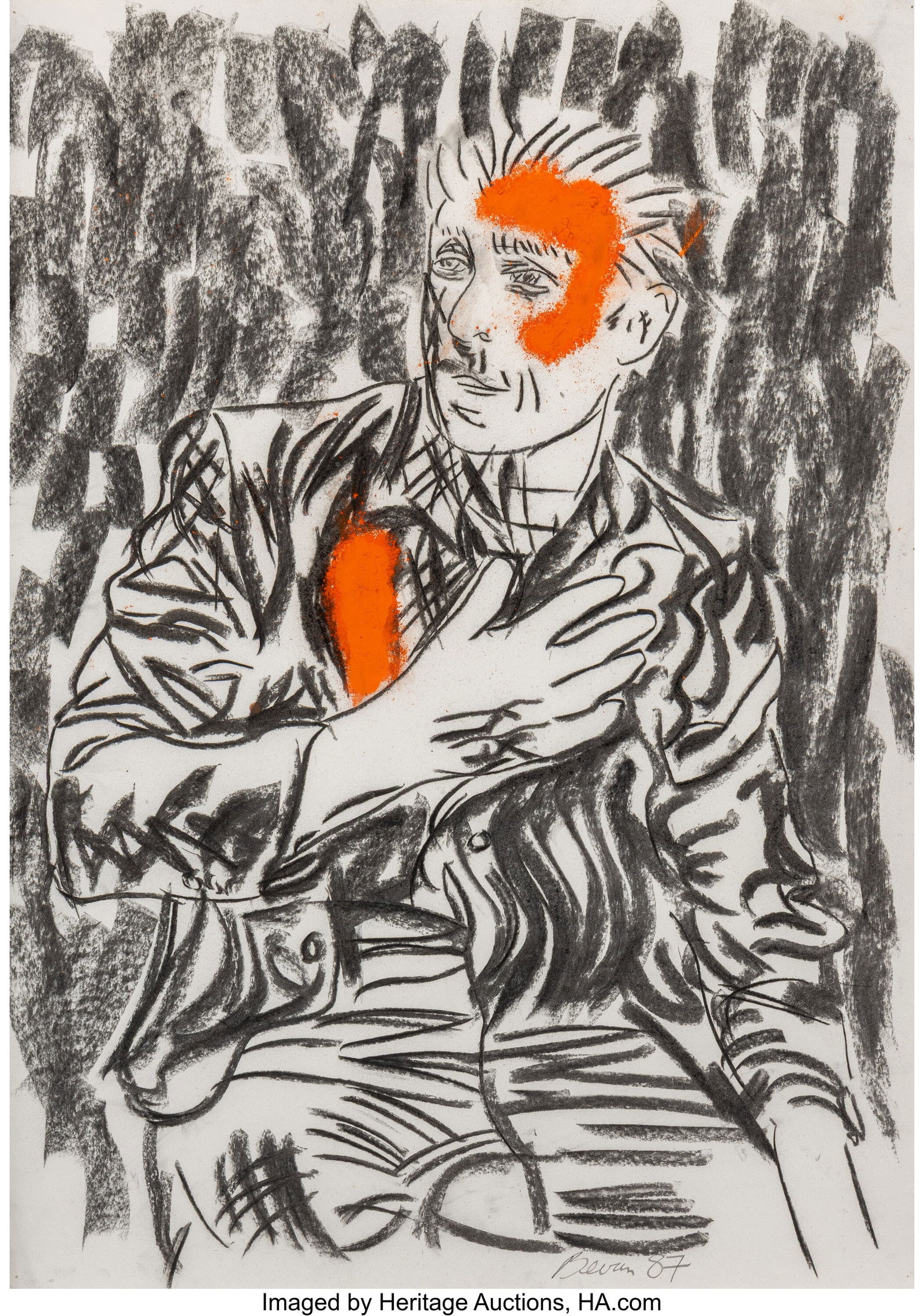 Tony Bevan (b. 1951) Untitled (Underbody), 1987: Tony Bevan (b. 1951) Untitled (Underbody), 1987 Charcoal, acrylic, and pigment on paper 35 x 25 inches (88.9 x 63.5 cm) (sheet