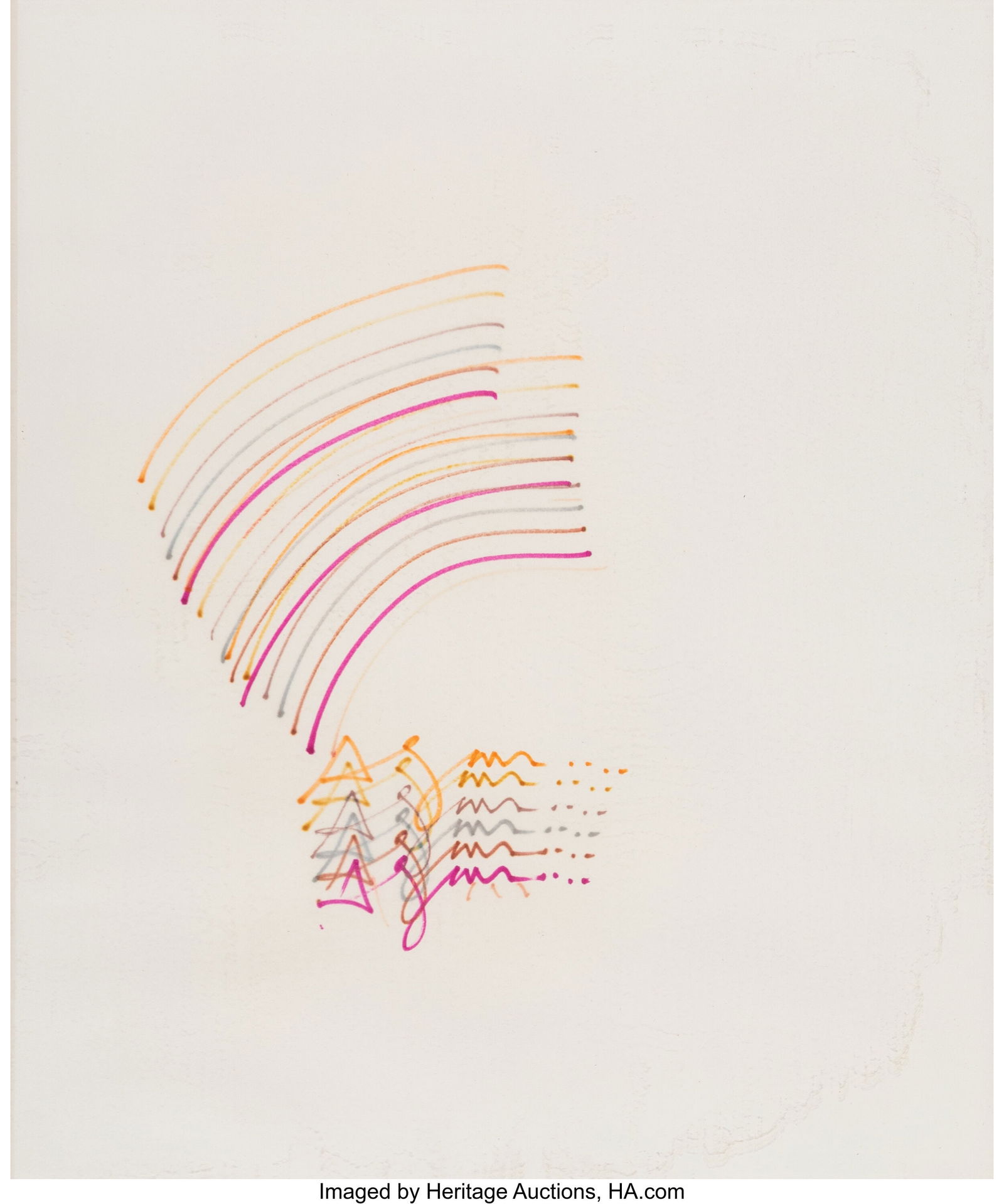 Yaacov Agam (b. 1928) Untitled Felt pen on paper: Yaacov Agam (b. 1928) Untitled Felt pen on paper 17 x 13-3/4 inches (43.2 x 34.9 cm) (sheet) Signed six times to center region: Agam&period