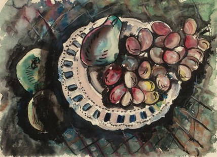 VERONICA HELFENSTELLER (American, 1910-1964) Sti: VERONICA HELFENSTELLER (American, 1910-1964)Still Life with FruitWatercolor