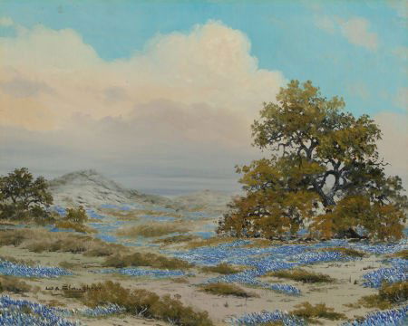 WILLIAM A. SLAUGHTER (American, 1923-2003) Blueb: WILLIAM A. SLAUGHTER (American, 1923-2003)Bluebonnet FlatlandOil on canvas<