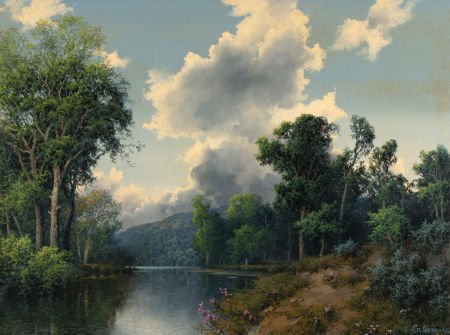 A.D. GREER (American, 1904-1998) The Storm Appro: A.D. GREER (American, 1904-1998) The Storm Approaching, 1986 Oil on canvas