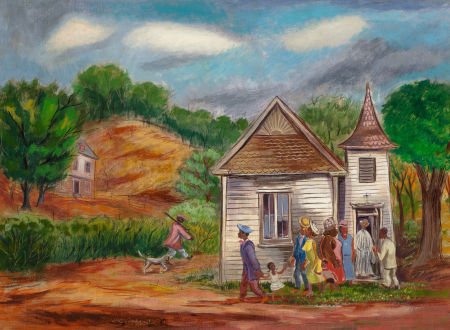 AARON BOHROD (American, 1907-1992) After Church,: AARON BOHROD (American, 1907-1992)After Church, 1939Oil on canvas16 x 2