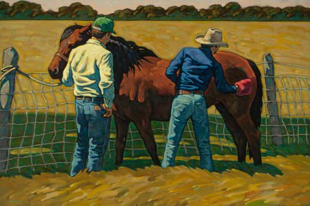 HOWARD POST (American, b. 1948) The Bay Mare Oil: HOWARD POST (American, b. 1948)The Bay MareOil on canvas 35-1/2 x 53 in