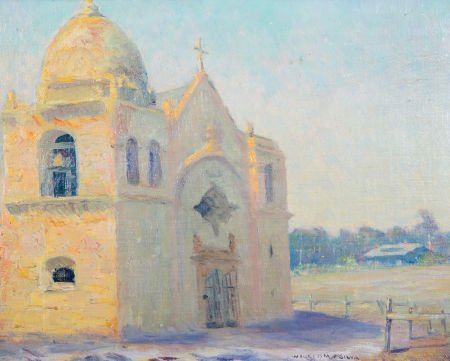 WILLIAM POSEY SILVA (American, 1859-1948) Carmel: WILLIAM POSEY SILVA (American, 1859-1948)Carmel Mission, 1915Oil on artists