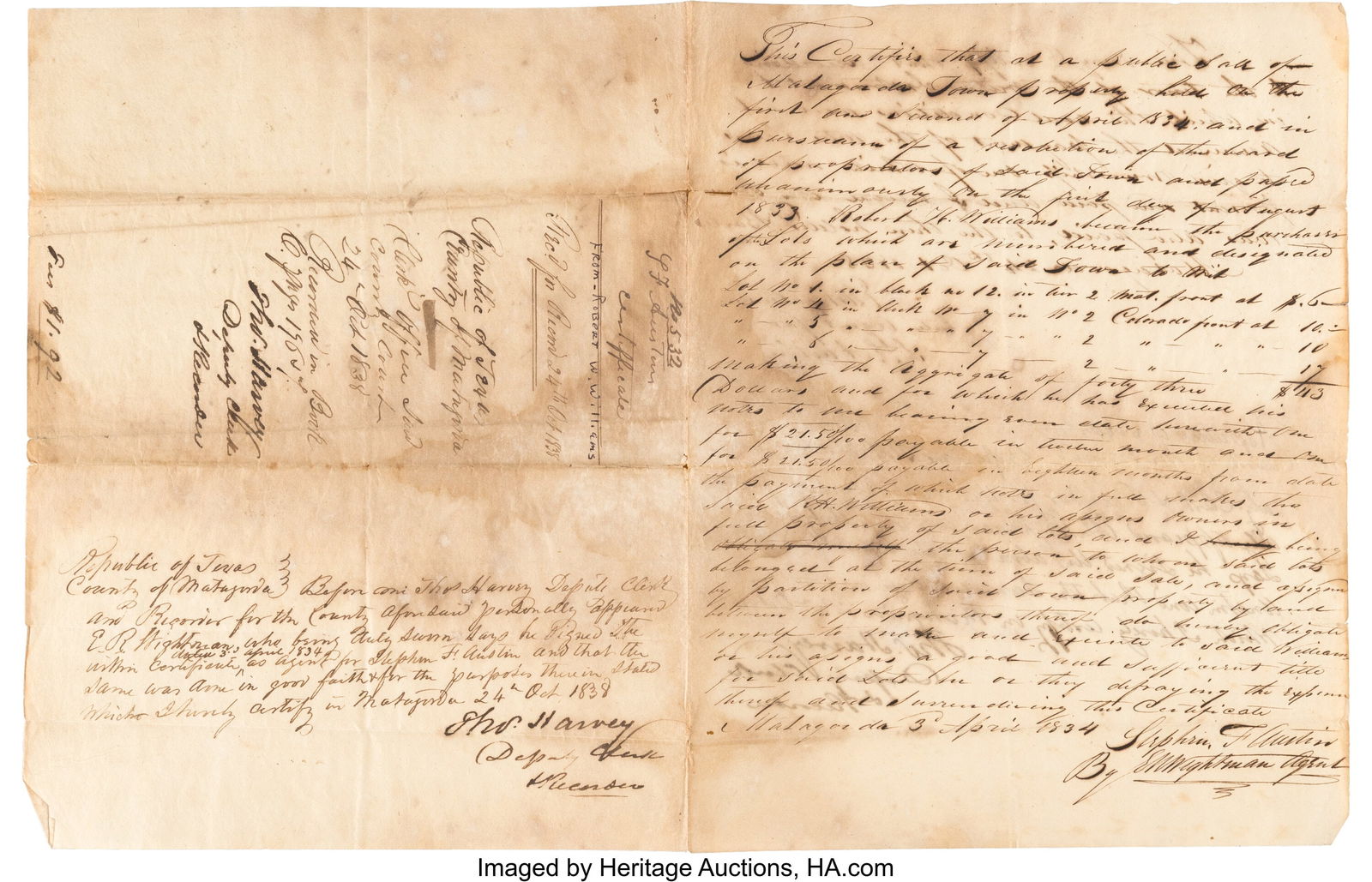 Elias R. Wightman Autograph Land Sale Document S (1 of 2)