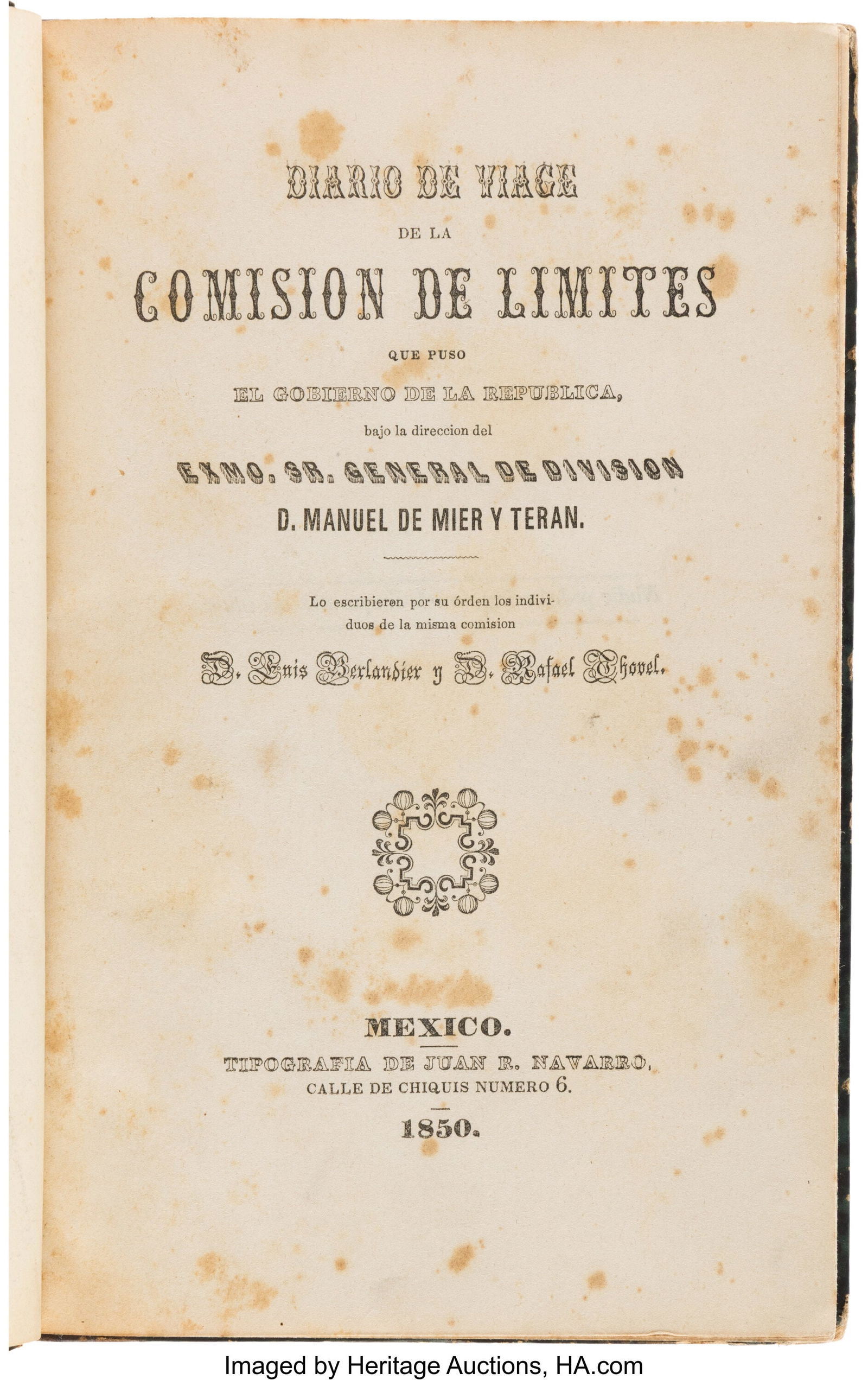 Luis Berlandier and Rafael Chovel. Diario de via (1 of 3)